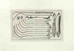 Antique Surgical Instruments - Etching by Lorenz Heister - 1750