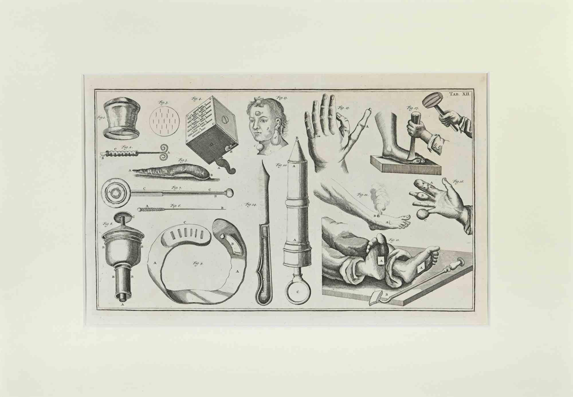 Surgical Instruments from the Suite Heister, Lorenz, realized by Lorenz Heister in the series of Institutiones chirurgicae. Amsterdam, Janssonius-Waesberg, 1750.

Etching on paper

The work belongs to the Latin edition of the famous work by the