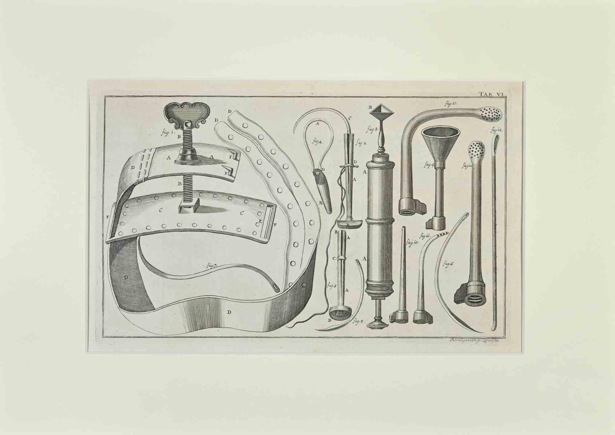 Surgical Instruments from the Suite Heister, Lorenz, realized by Lorenz Heister in the series of Institutiones chirurgicae. Amsterdam, Janssonius-Waesberg, 1750.

Etching on paper

The work belongs to the Latin edition of the famous work by the