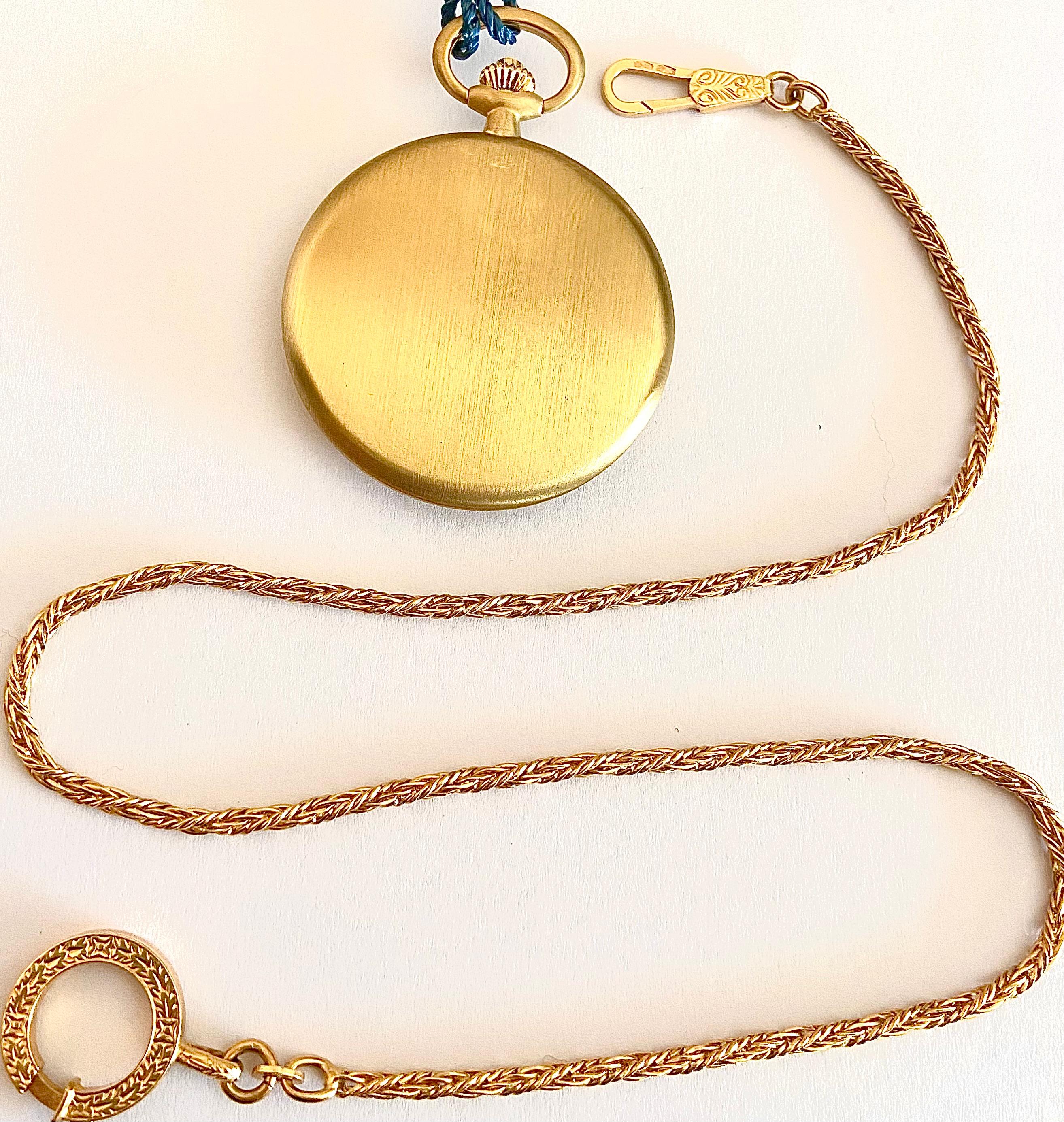 Lorenz Pocket Watch and Chain, all in 18 kt Gold, gift never used, Italy, 1990 For Sale 1