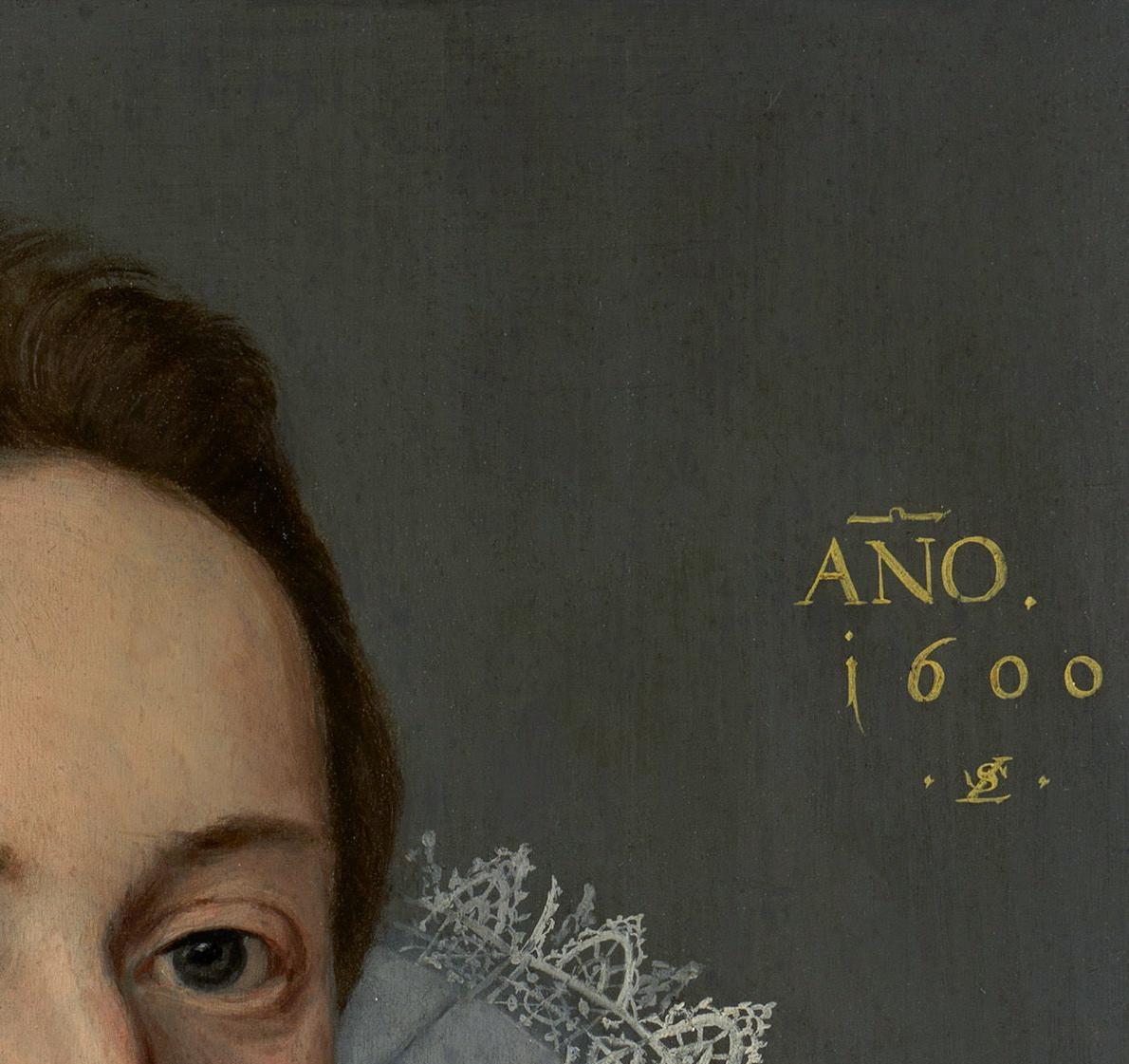 Porträt von Heinrich Mühlegg, Monogrammiert & datiert 1600, Öl auf Tafel, Gentleman 2