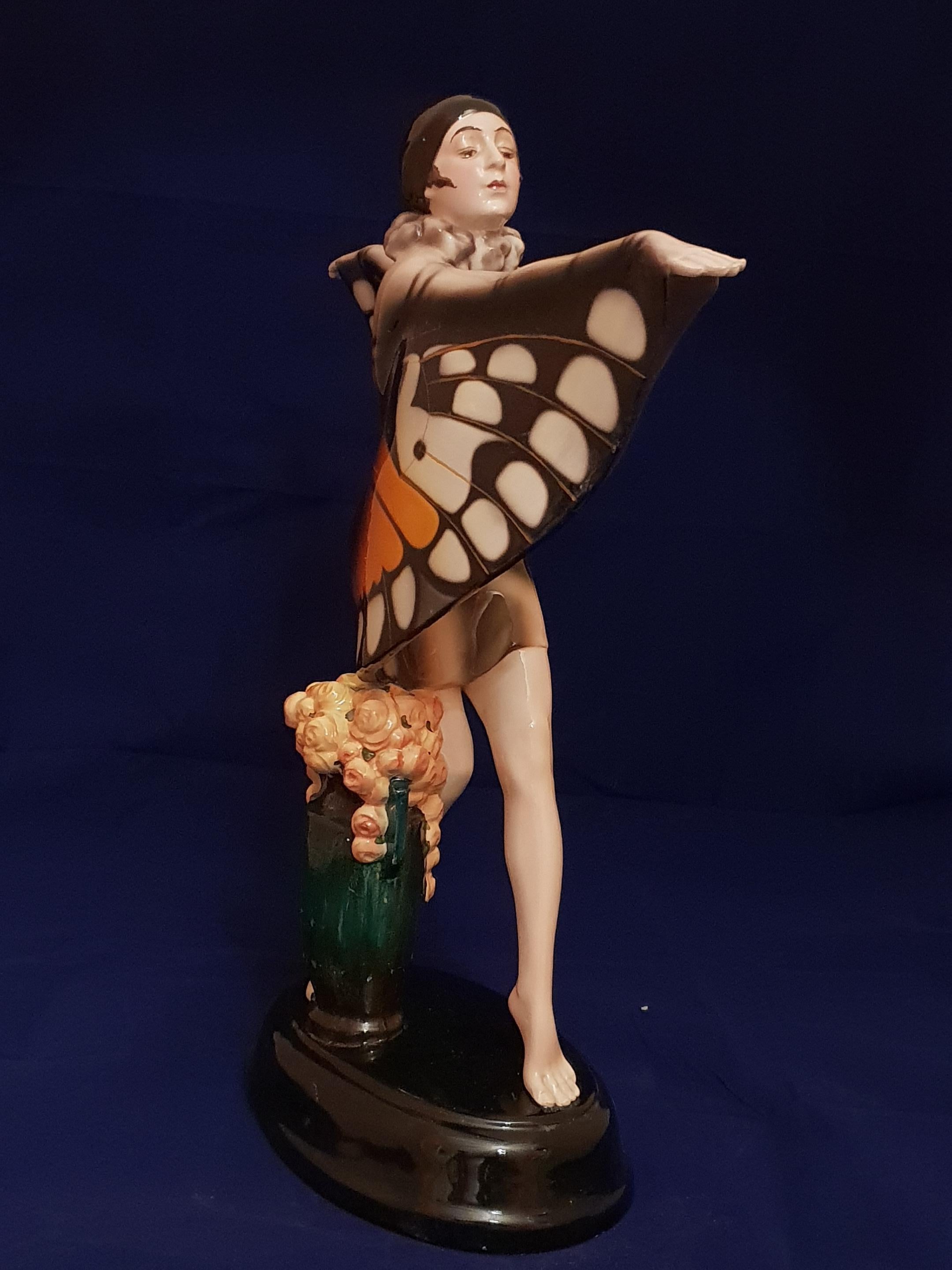 Butterfly ceramic figure Goldscheider 
Signed and mark under the base 
Made in Austria 
Signed
Published on Robert E. Dechant , Filipp Goldscheider p. 402.