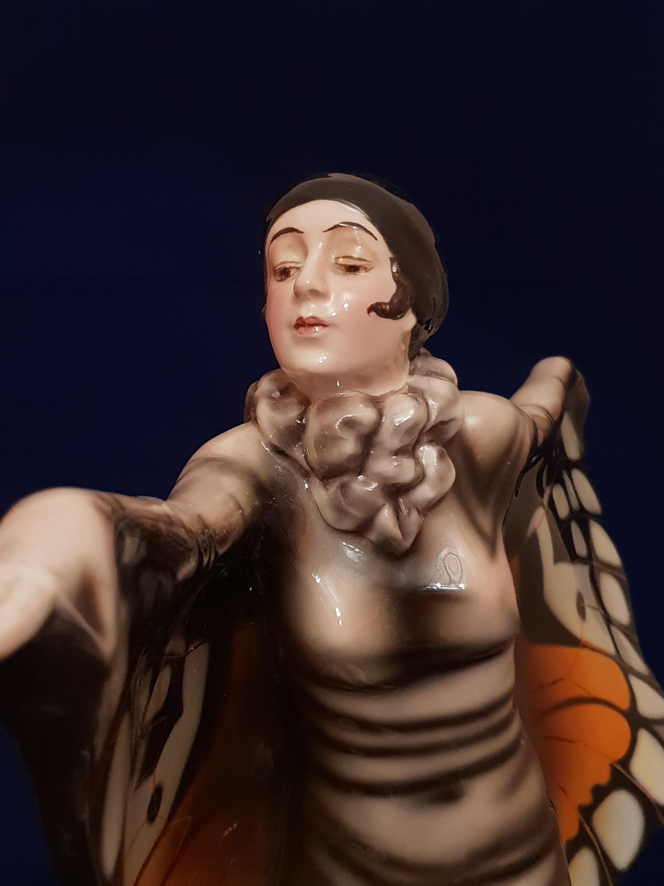  Lorenzl Josef, Goldscheider, Art Deco Butterfly Dancer Sculpture Ceramic, 1922 1