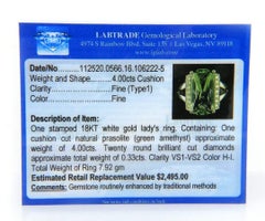 Lorenzo 4.00ct Elongated Cushion Prasiolite and 0.33ctw Diamond Ring in 18kt