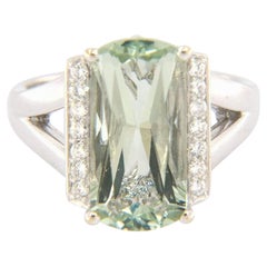 Lorenzo 4.00ct Elongated Cushion Prasiolite and 0.33ctw Diamond Ring in 18kt
