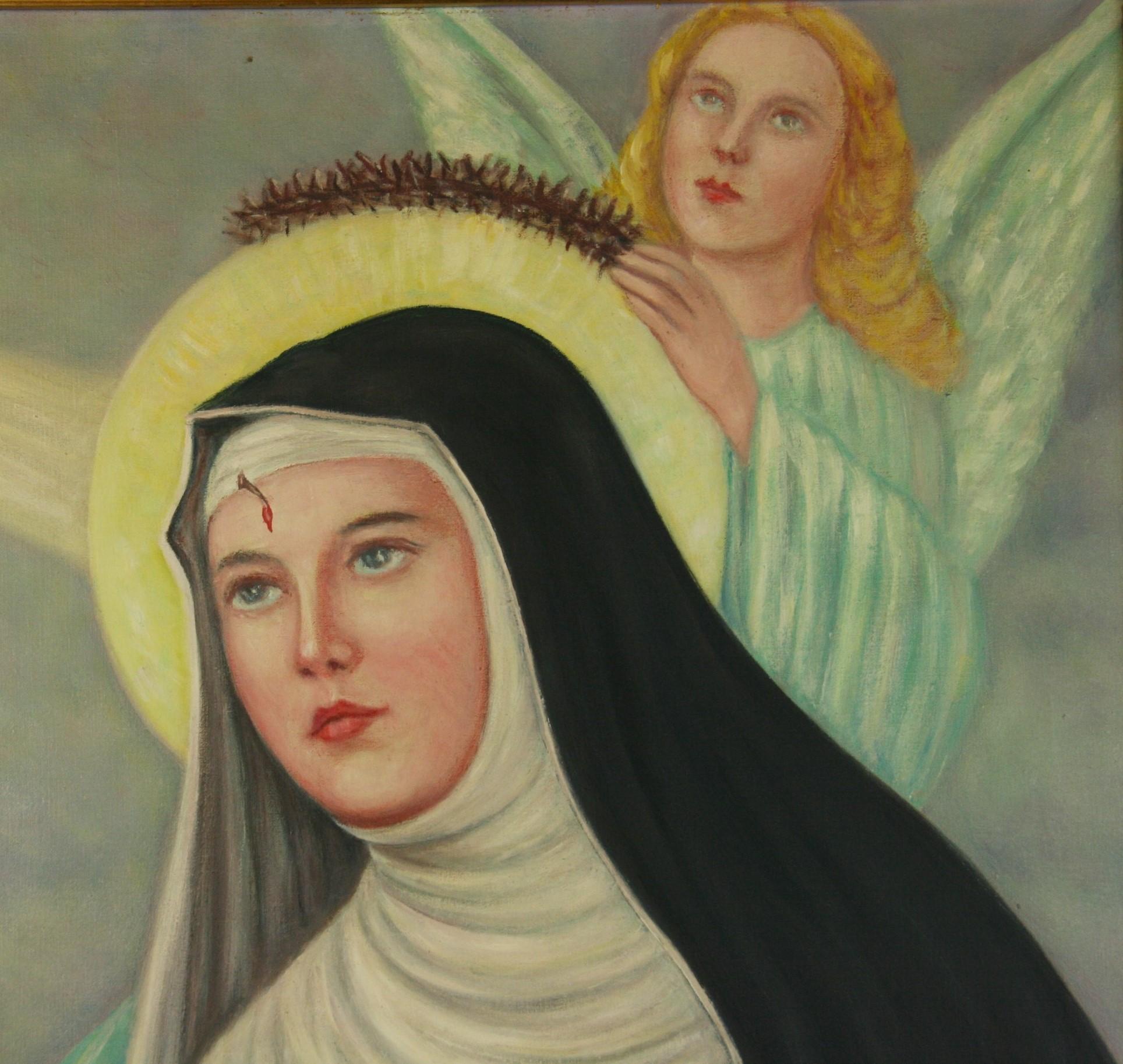 Saint Rita Stigmata italien  Peinture religieuse en vente 2
