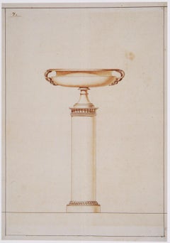 Lorenzo Bartolini Neo Classical Statuary Marble Snake Handled Tazza and Column