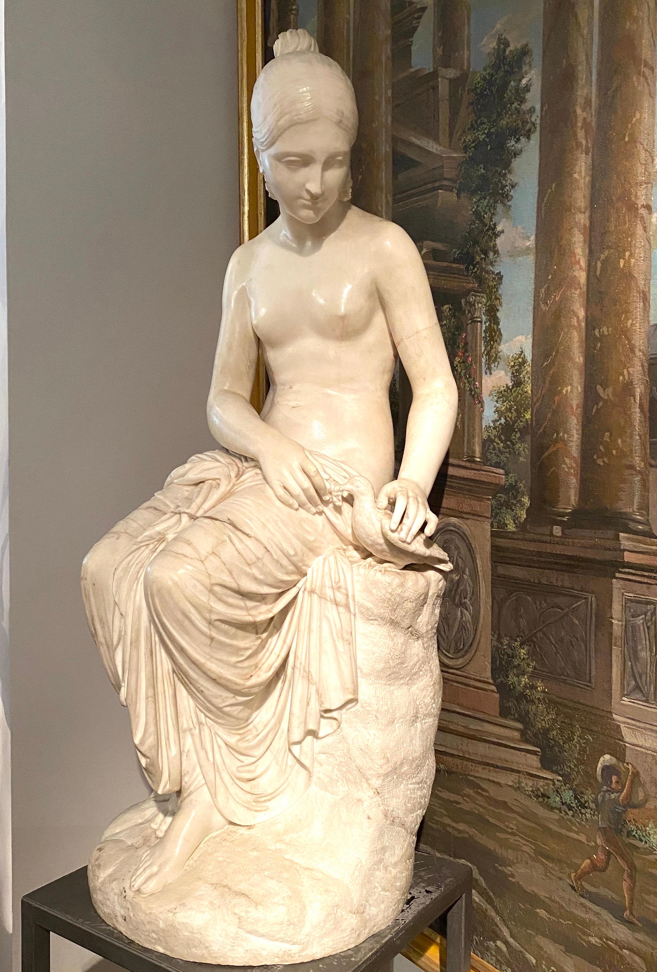 Fine Neoclassical White Marble Sculpture of Seated Nymph  8