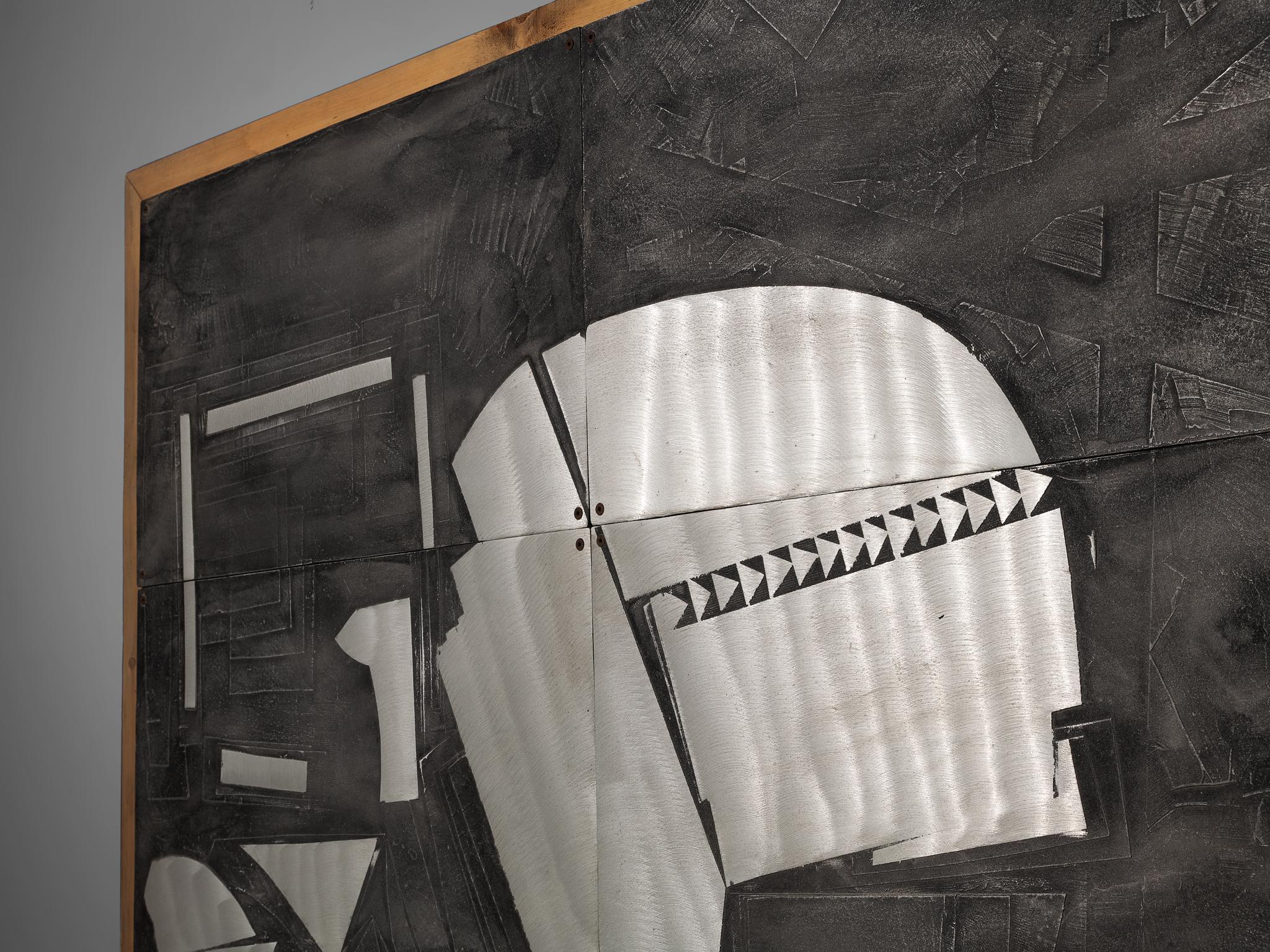 Panneau mural abstrait Lorenzo Burchiellaro en aluminium et bois  en vente 4