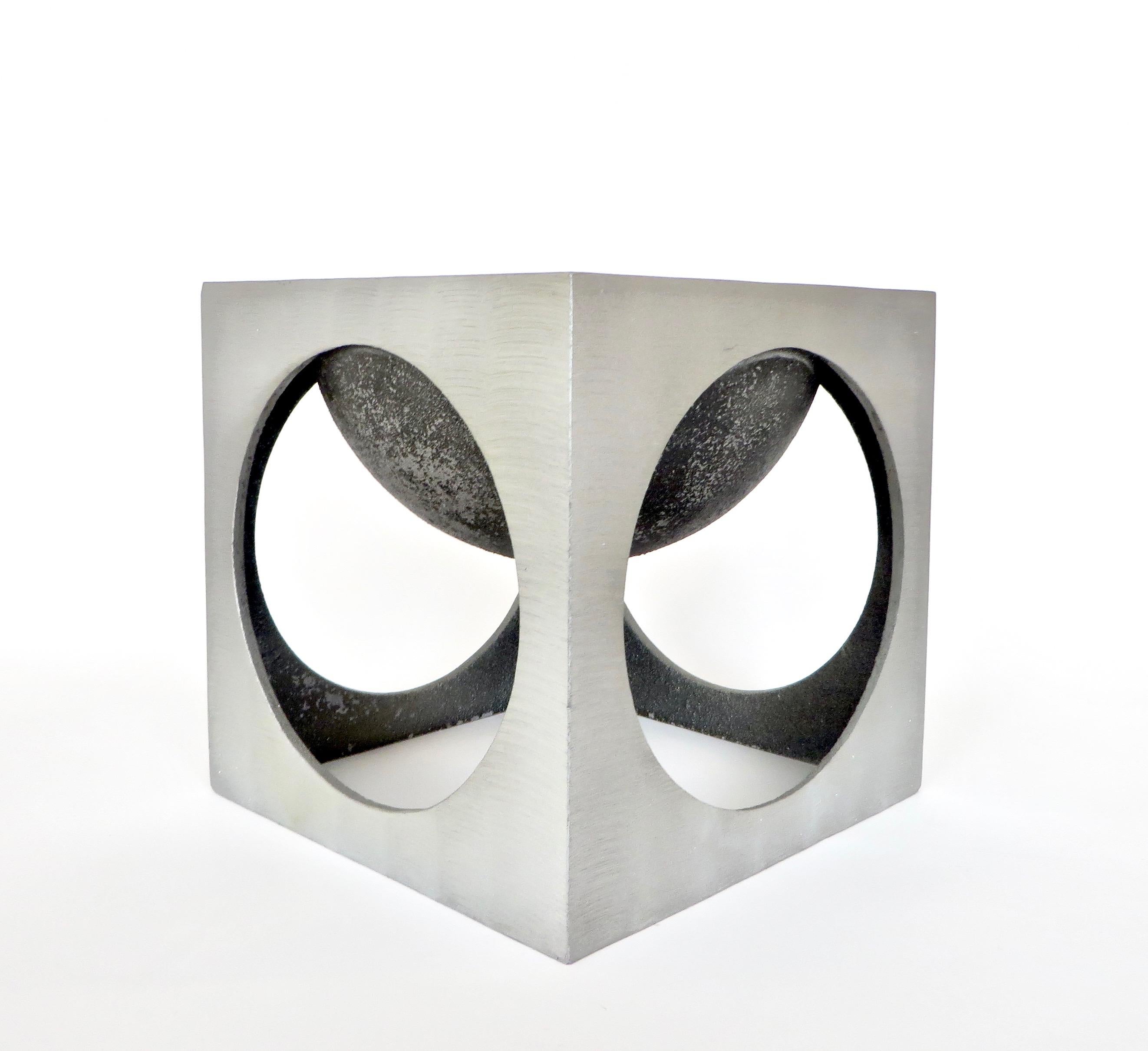 Mid-Century Modern Lorenzo Burchiellaro Italian Cast Etched and Black Aluminum Sculpture For Sale