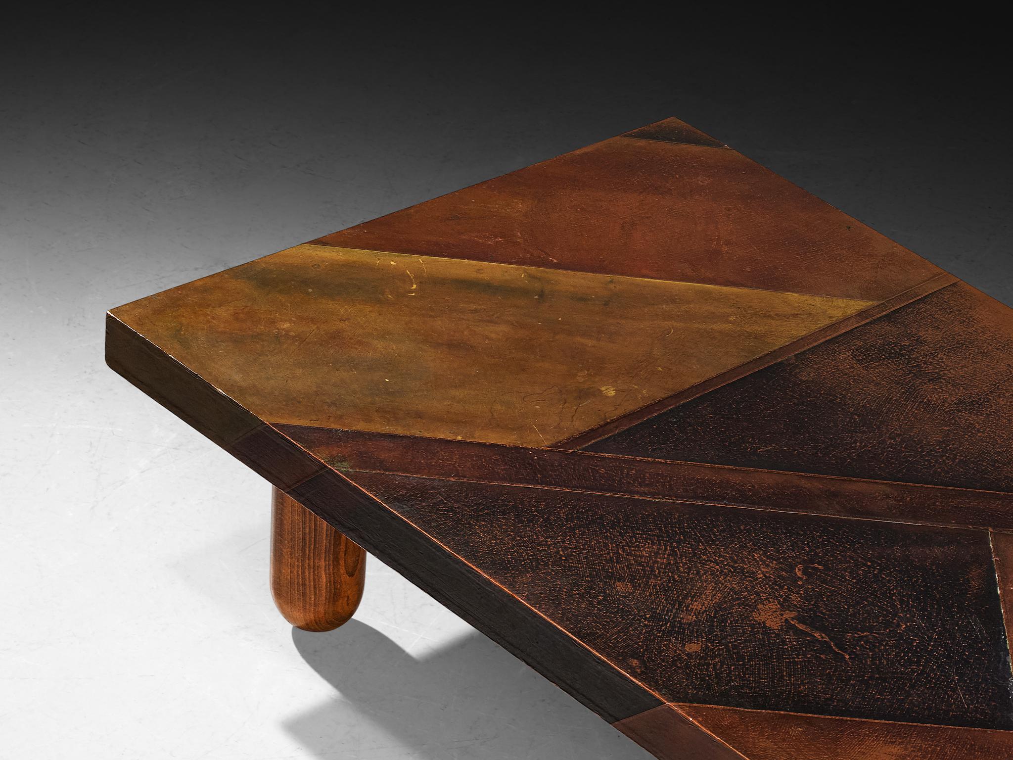 Post-Modern Lorenzo Burchiellaro Coffee Table in Copper For Sale