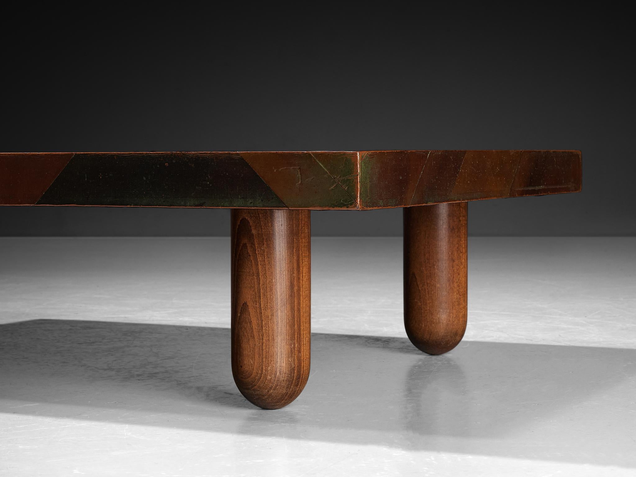 Italian Lorenzo Burchiellaro Coffee Table in Copper For Sale