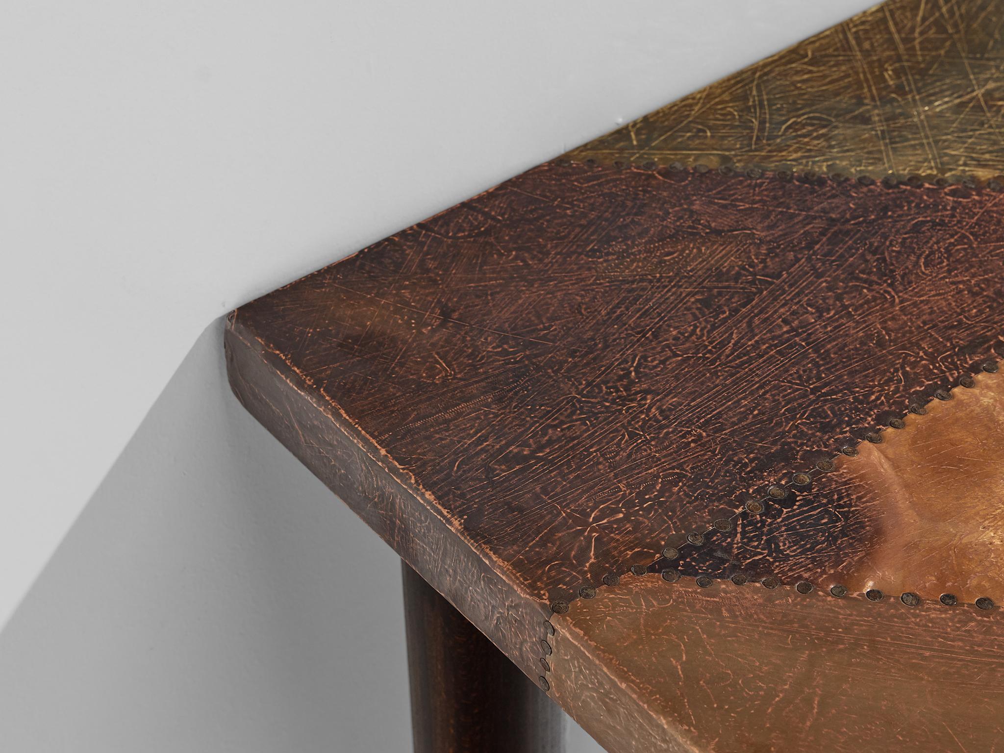 Mid-20th Century Lorenzo Burchiellaro Console Table in Copper For Sale