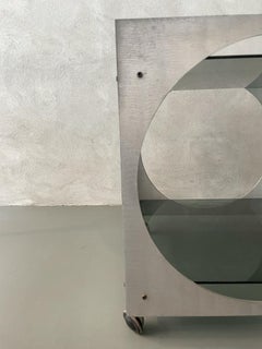 Lorenzo Burchiellaro, zweistöckige Barwagen aus Aluminiumglas, Italien, 1970er Jahre