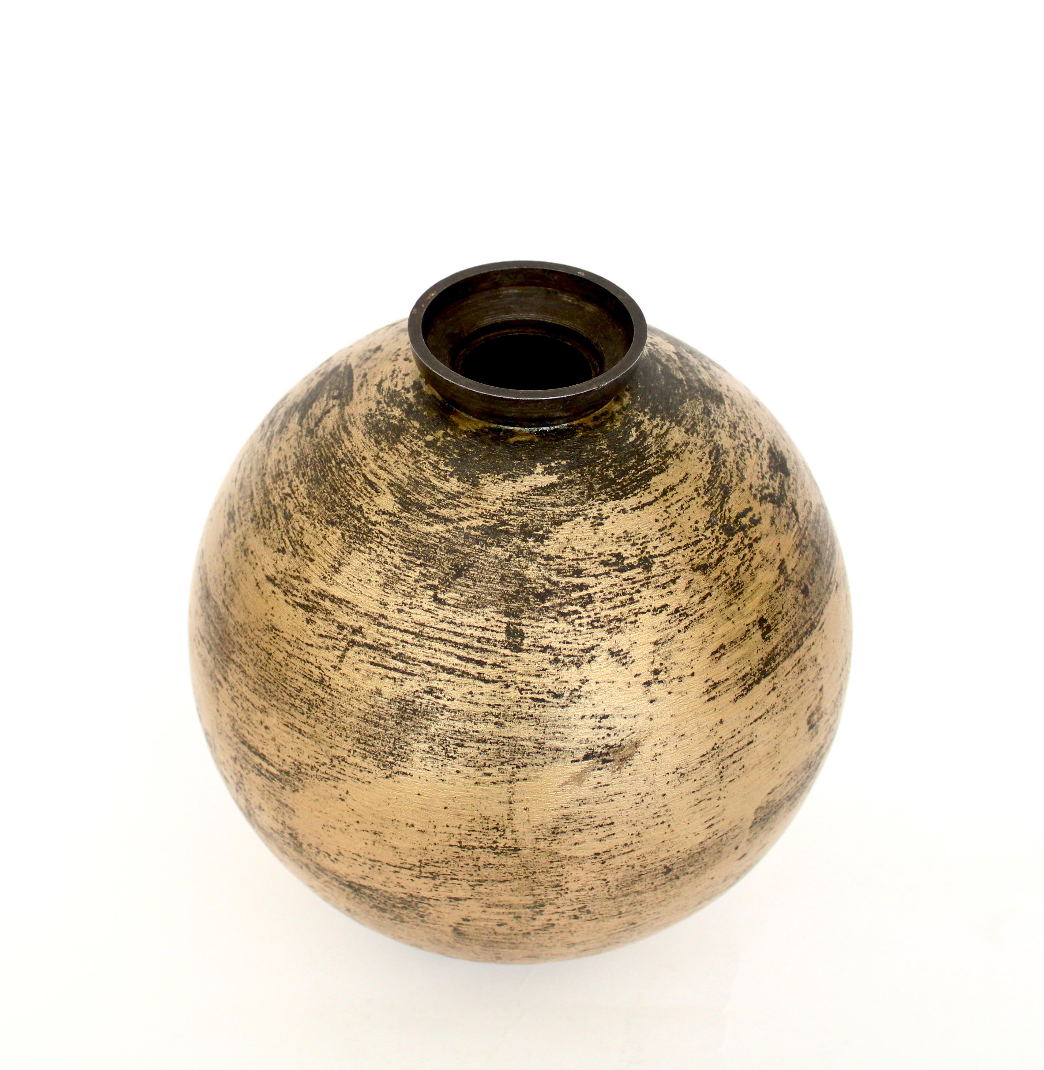 Lorenzo Burchiellaro Embossed Incised Cast and Patinated Vase 1