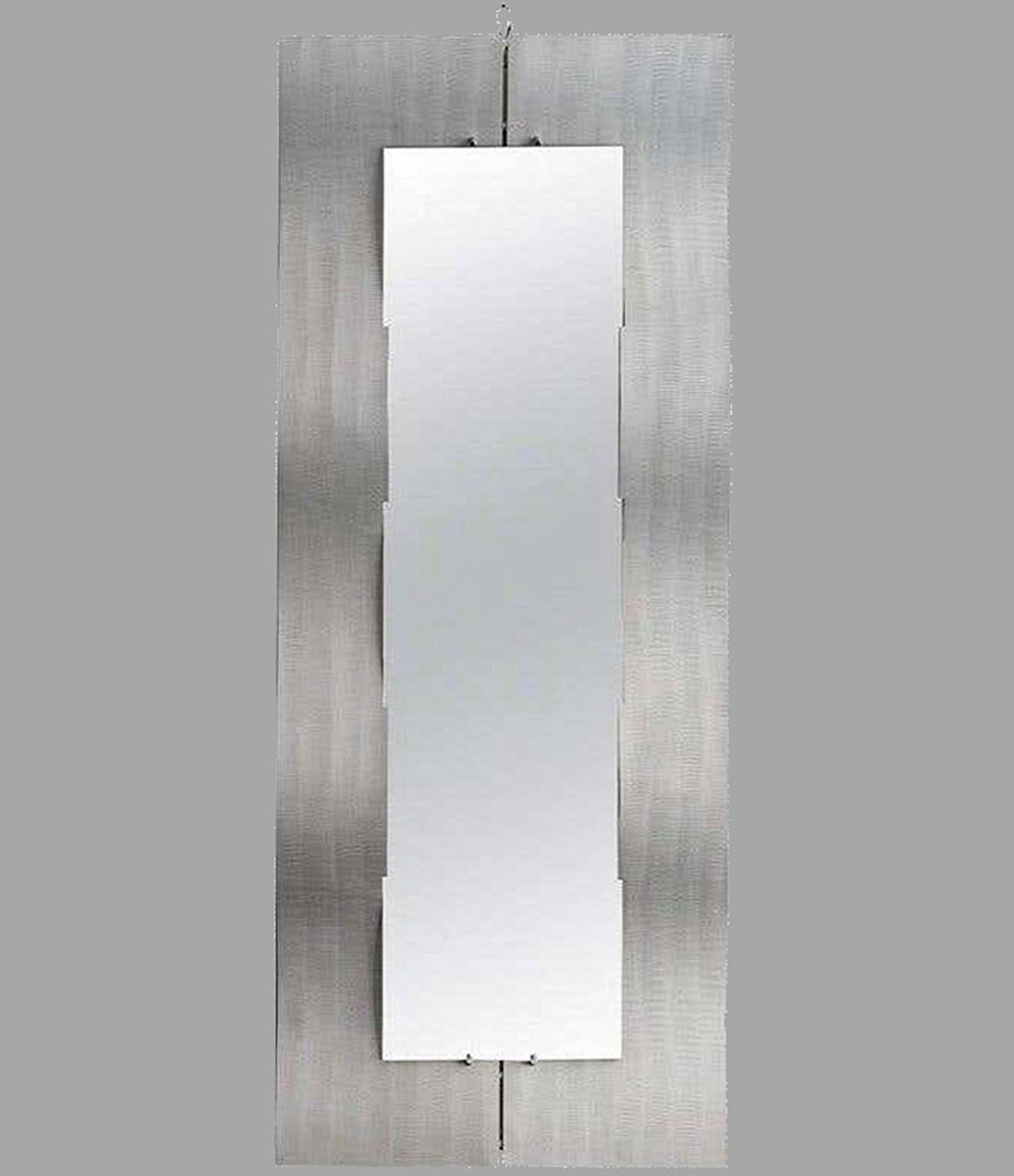 Mid-Century moderno Lorenzo Burchiellaro Specchio a figura intera in alluminio acidato 