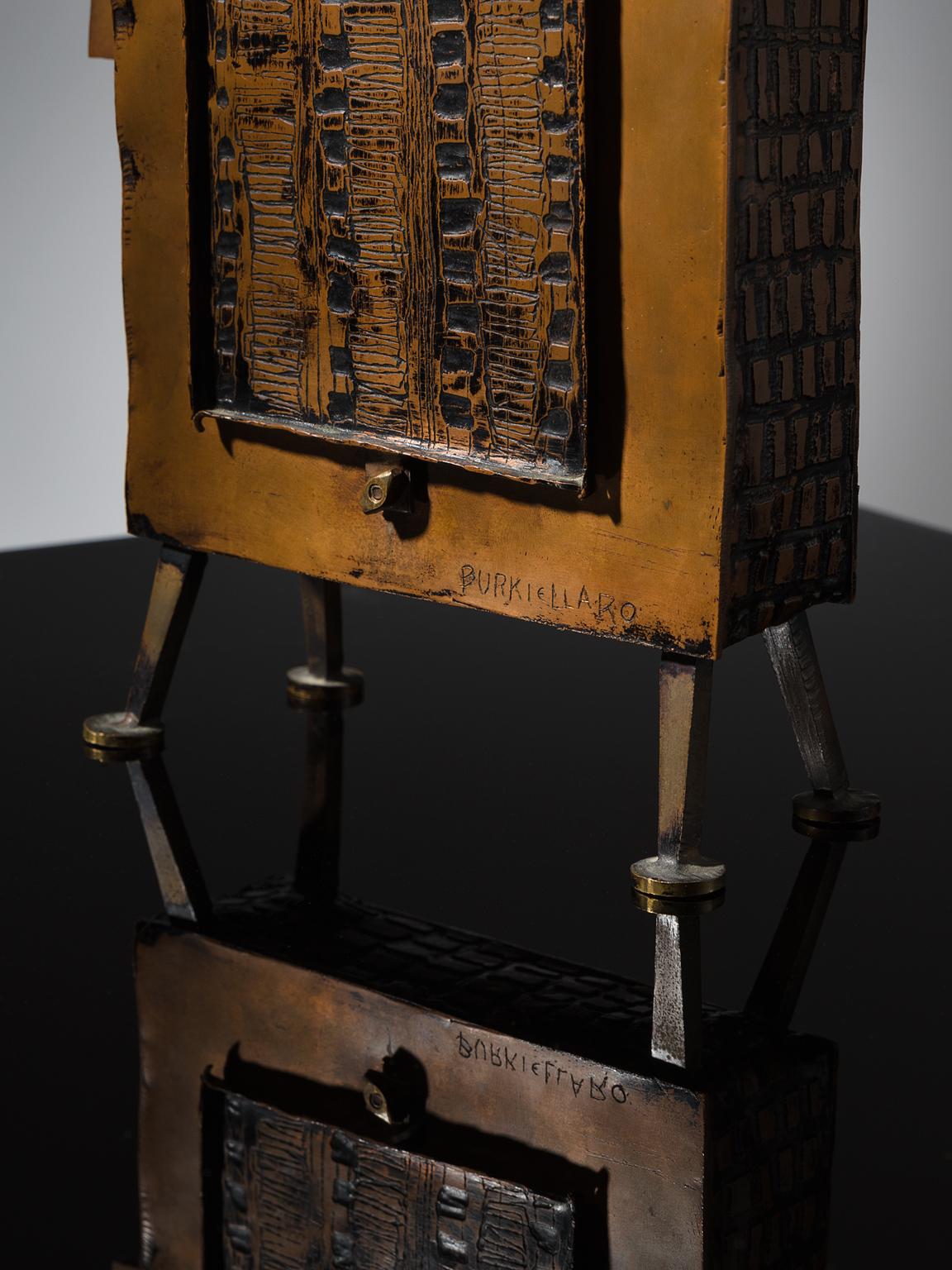 Mid-Century Modern Lorenzo Burchiellaro Figurative Table Clock in Metal