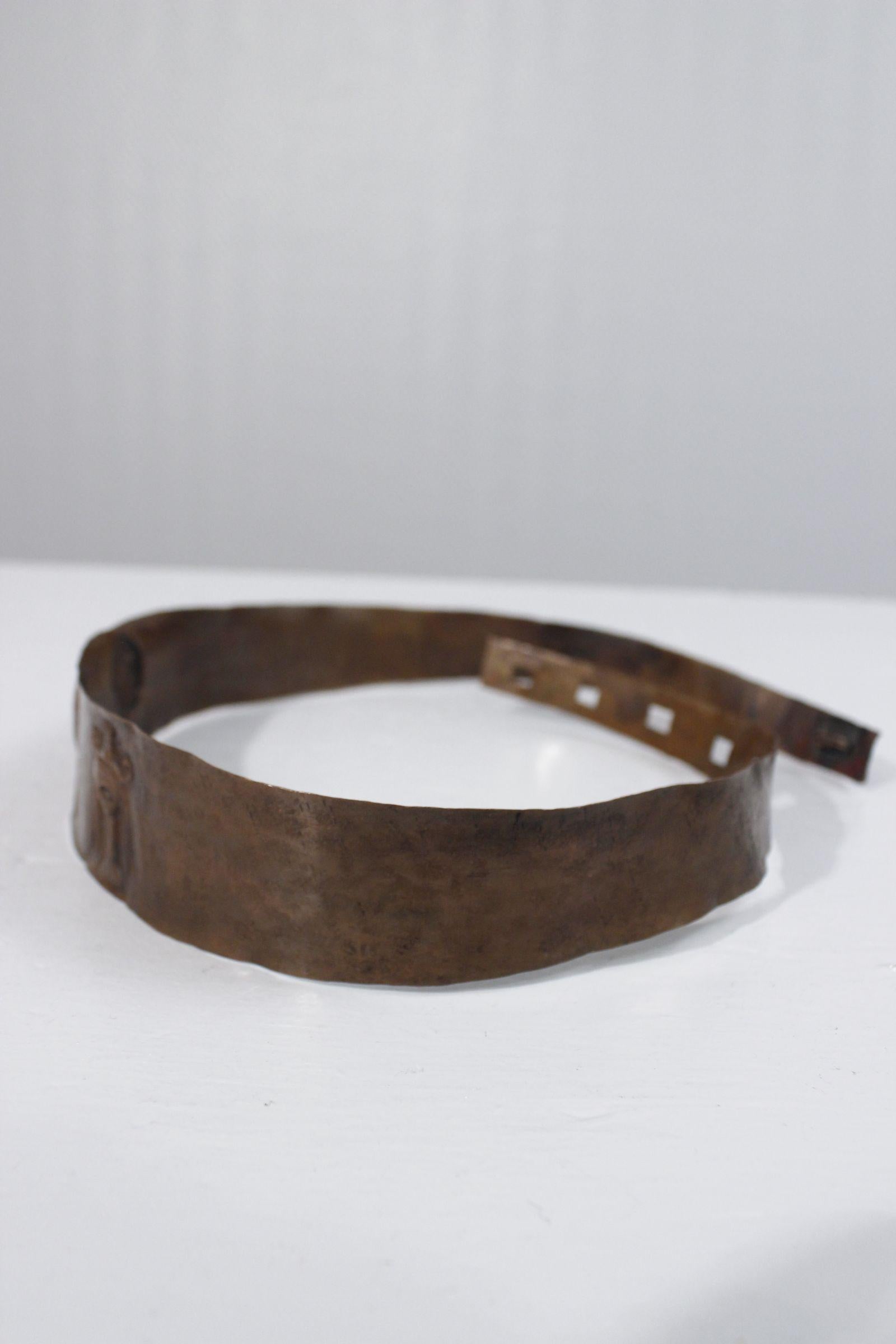 Lorenzo Burchiellaro Hammered repoussé copper belt 1950s modernist design For Sale 2