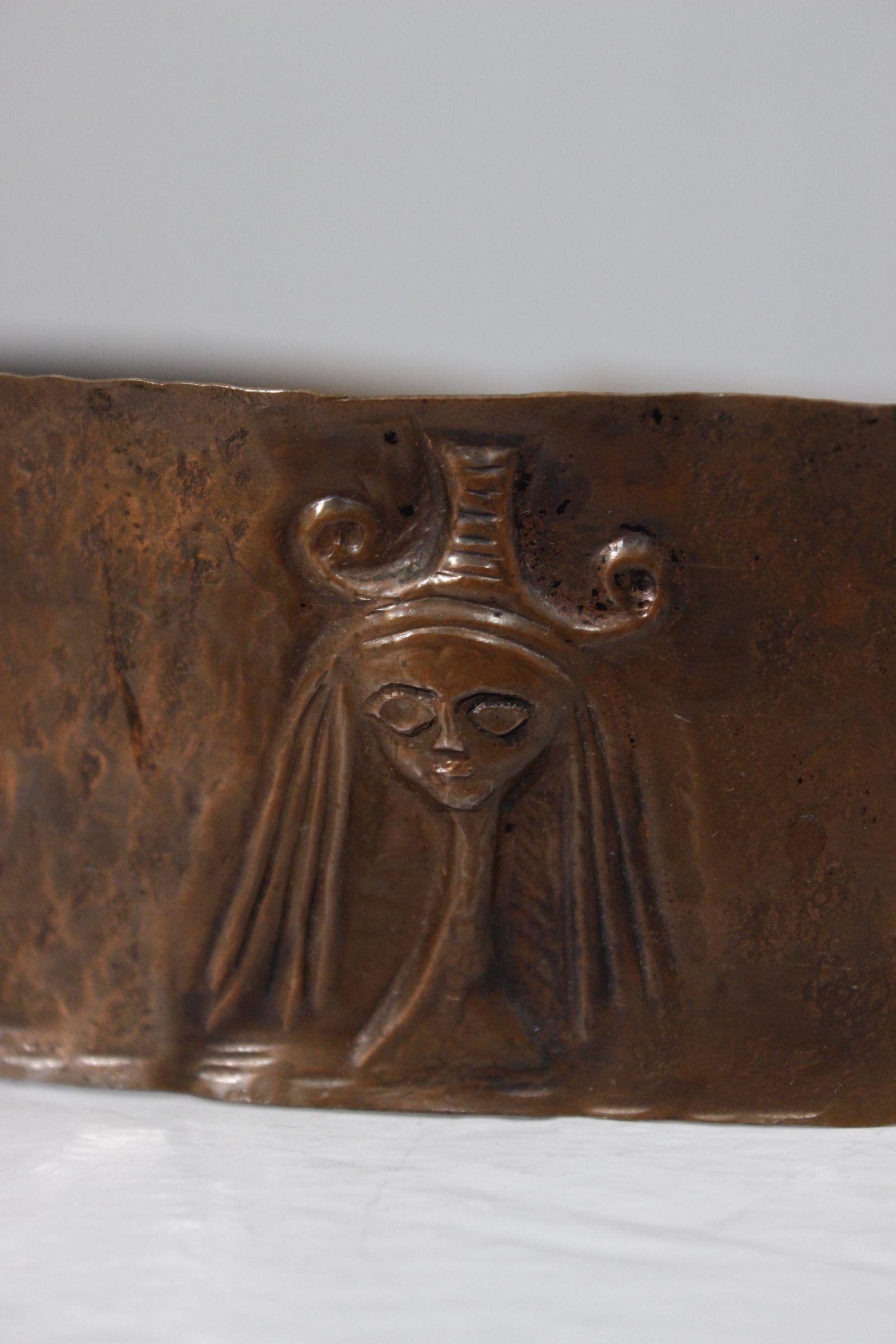 Italian Lorenzo Burchiellaro Hammered repoussé copper belt 1950s modernist design For Sale