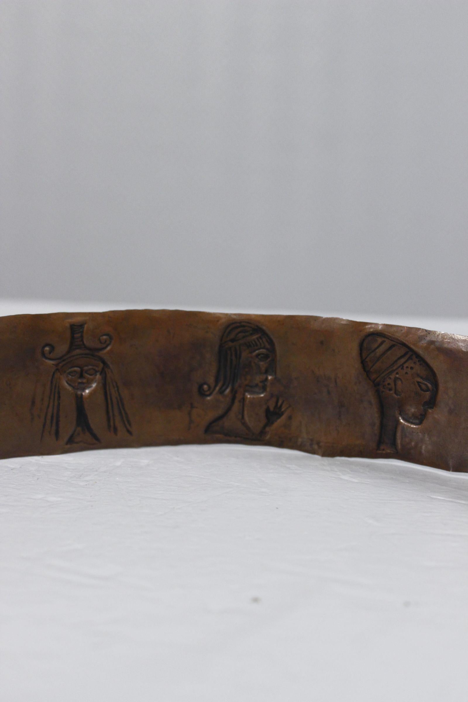 Mid-20th Century Lorenzo Burchiellaro Hammered repoussé copper belt 1950s modernist design For Sale
