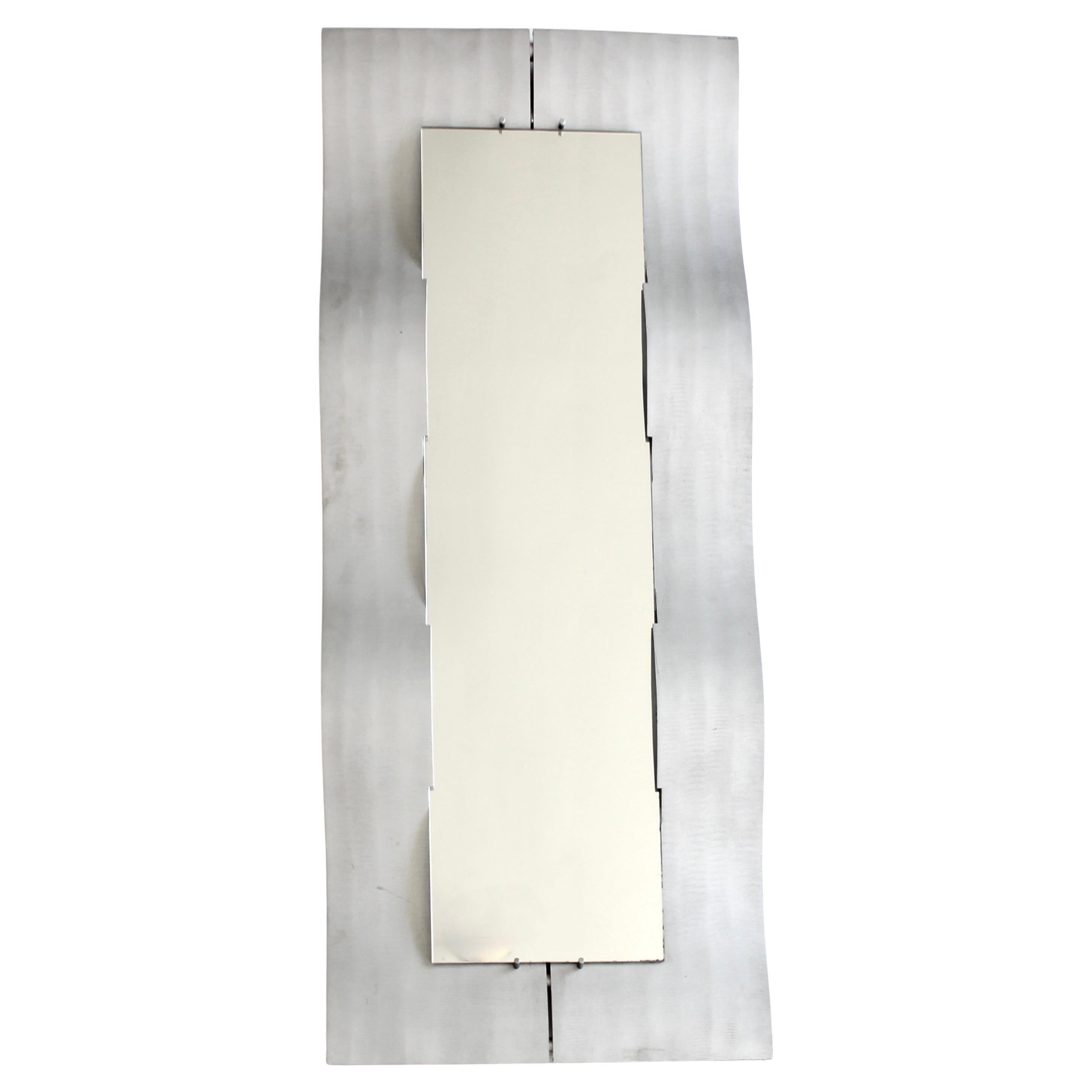 Lorenzo Burchiellaro Italian Textured Cast Aluminium Wave Mirror