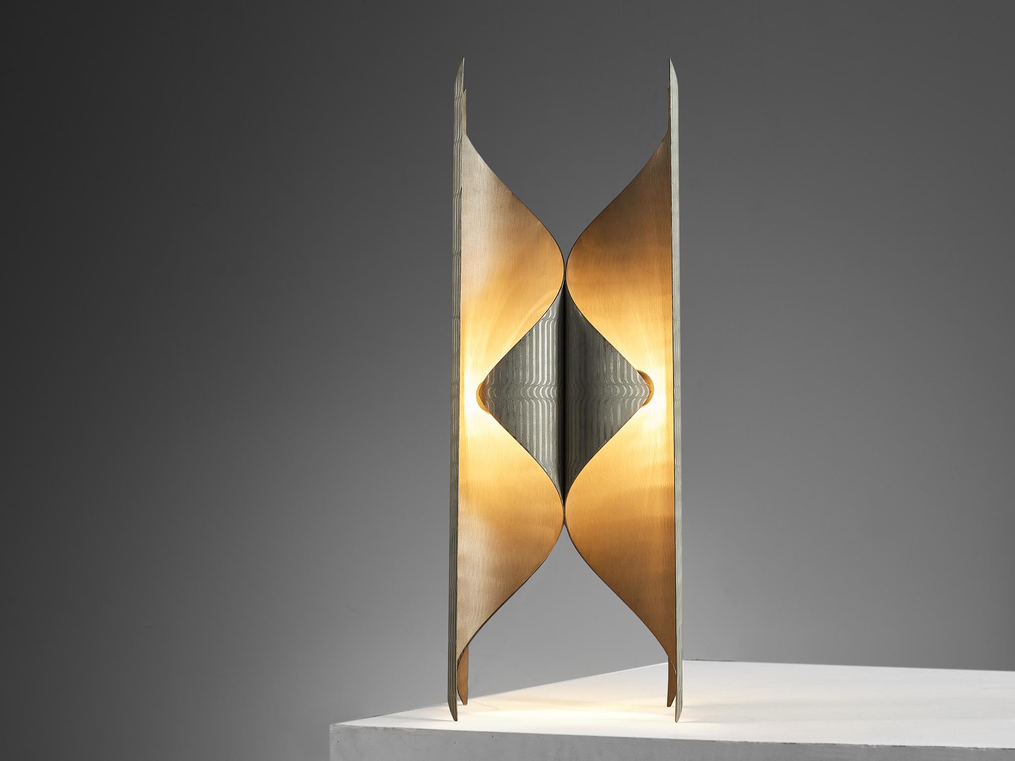 Mid-Century Modern Lorenzo Burchiellaro Large Sculptural Lamp in Metal  For Sale