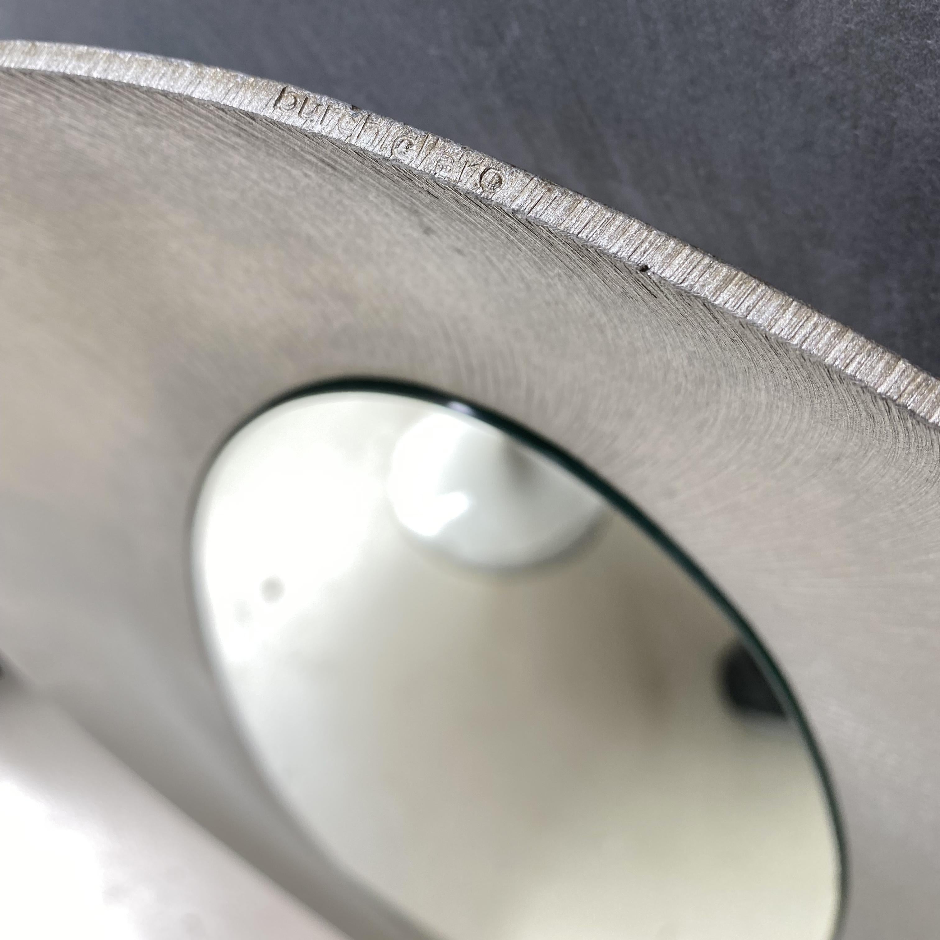 Gorgeous oval-shaped mirror in die-cast aluminum 1960s designer and production Lorenzo Burchiellaro
