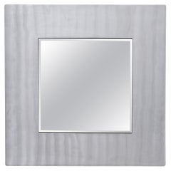 Lorenzo Burchiellaro: Square Wall Mirror in Etched Aluminum, Italy 1970s