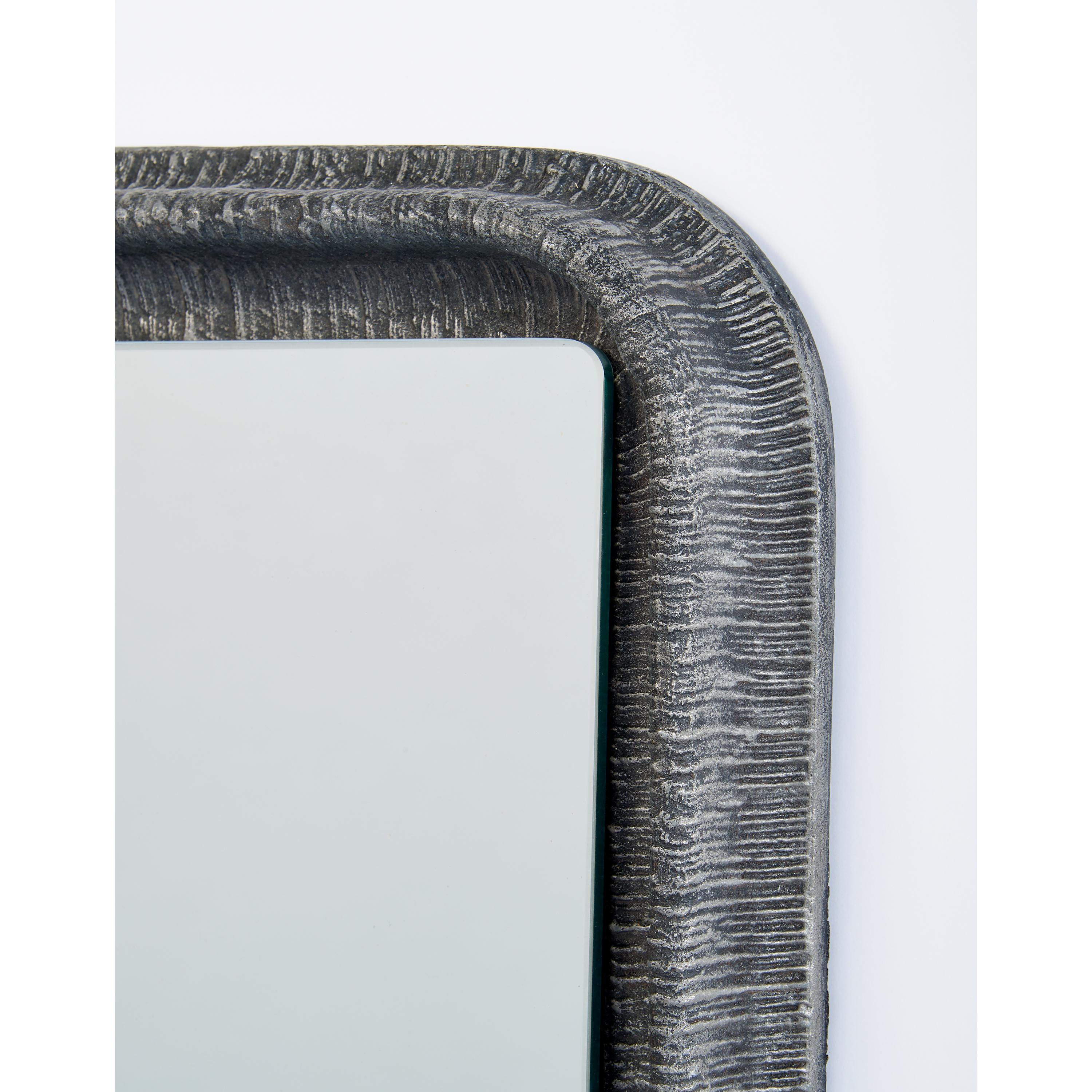 Late 20th Century Lorenzo Burchiellaro Tall and Narrow Cast Aluminium Mirror, Italy 1970's