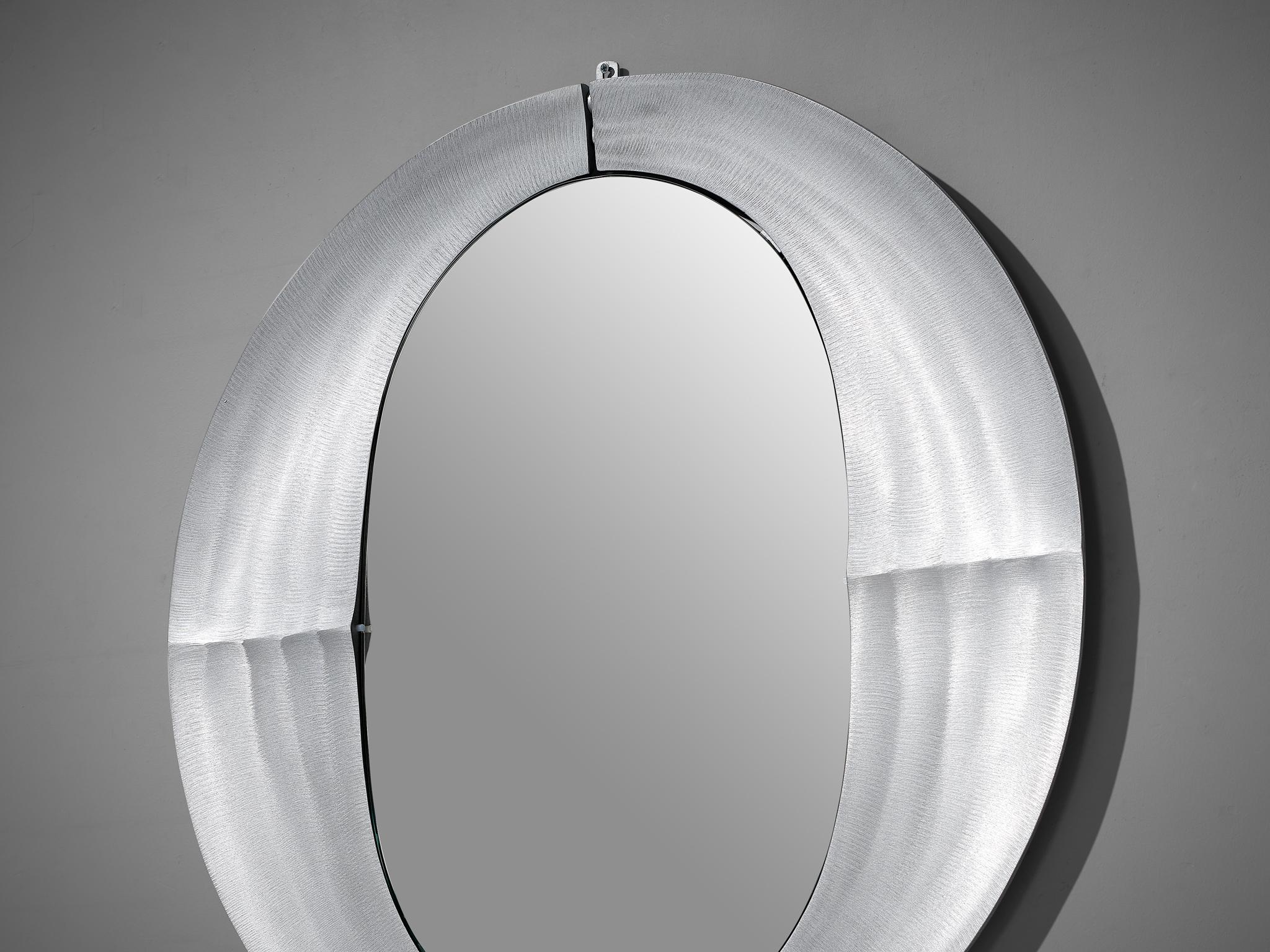 Mid-Century Modern Lorenzo Burchiellaro ‘Cuccaro’ Wall Mirror in Aluminum For Sale