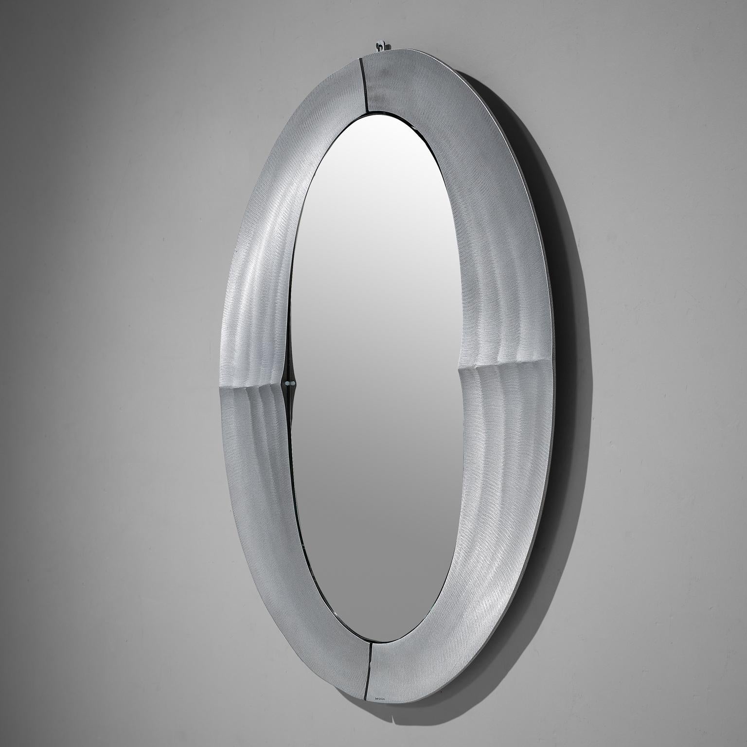 Late 20th Century Lorenzo Burchiellaro ‘Cuccaro’ Wall Mirror in Aluminum For Sale