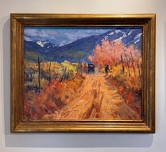 "El primer viaje en coche del abuelo", pintura al óleo de un paisaje del suroeste