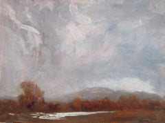 "Incoming Weather" (2022) Original Ölgemälde einer stürmischen Herbstlandschaft