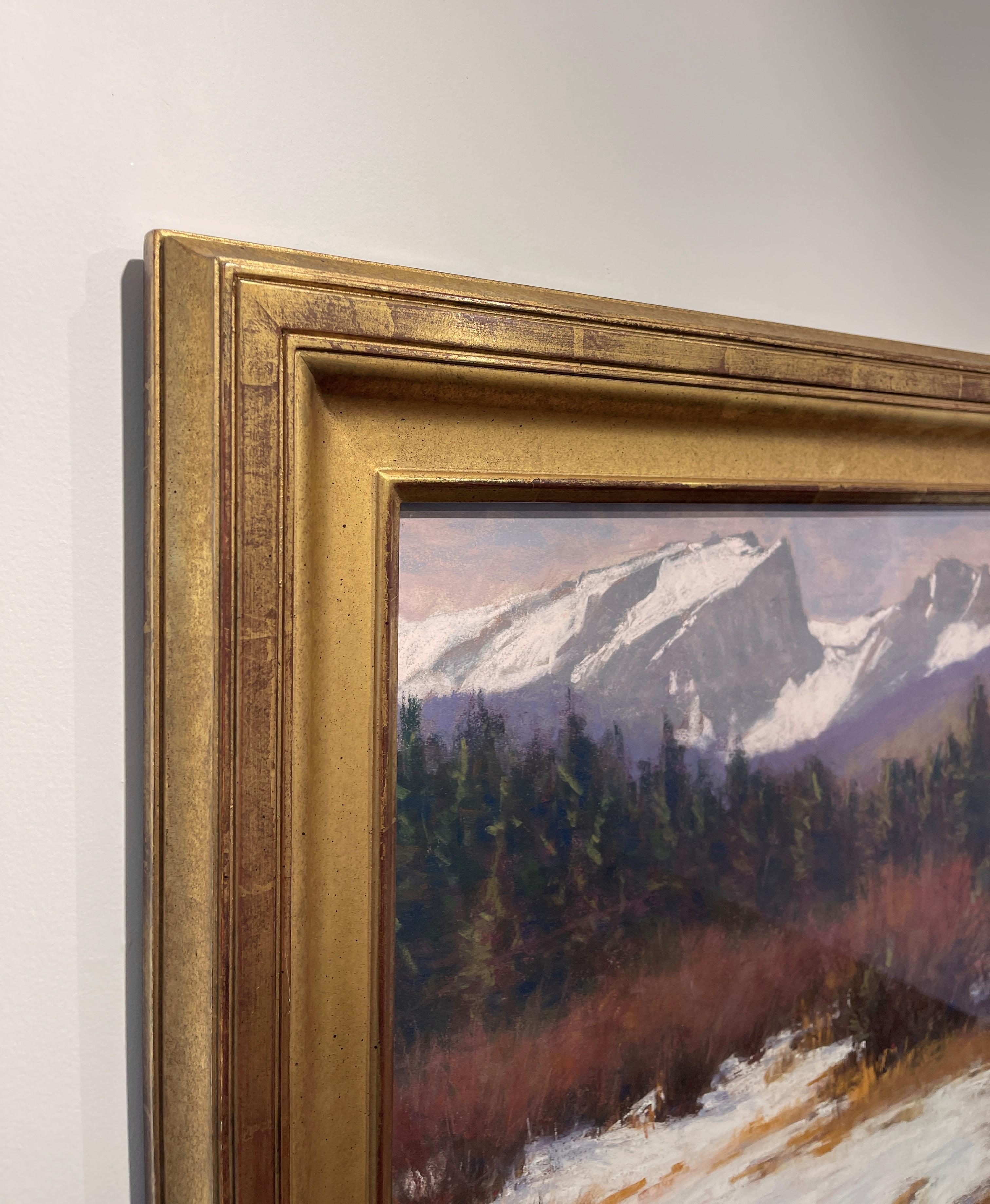 « Près du Glacier Creek, », peinture originale de paysage du Colorado au pastel - Réalisme Painting par Lorenzo Chavez