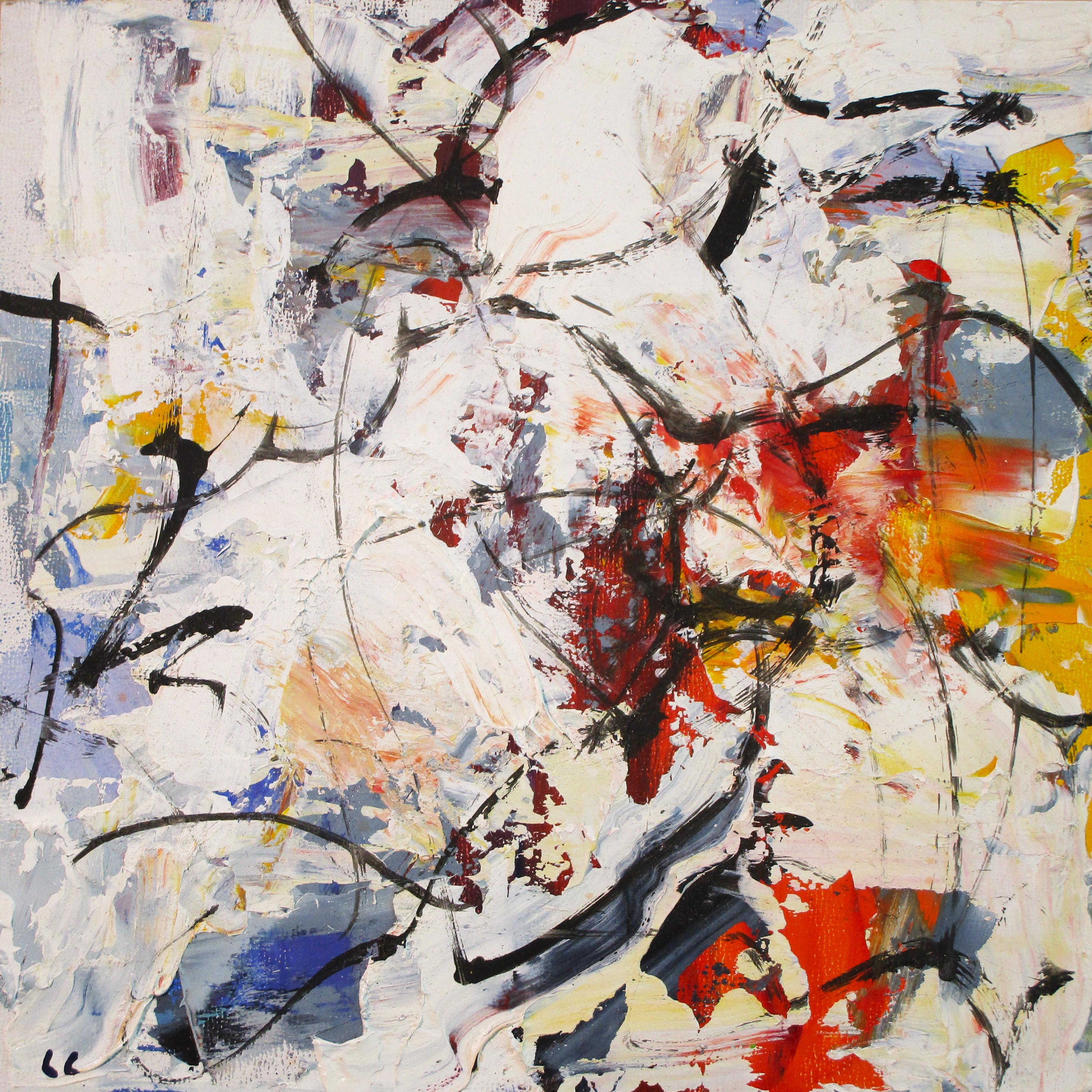 "El 4 de julio" (2023) de Lorenzo Chavez, pintura al óleo abstracta original