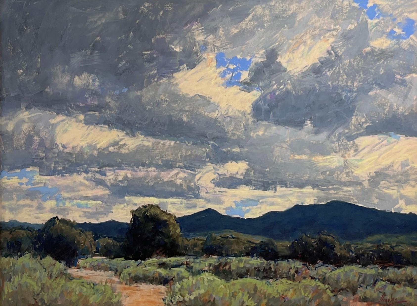 Lorenzo Chavez Landscape Painting - "The Days Ahead, " Original Southwestern Landscape Pastel Painting