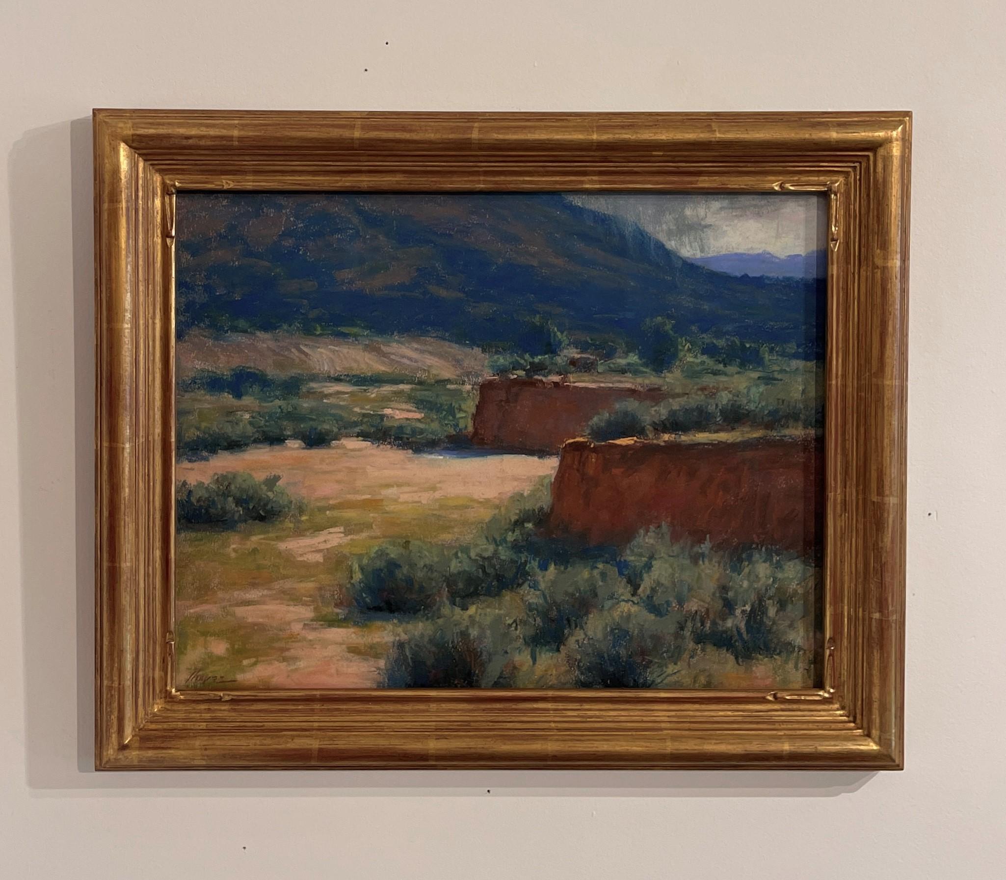 „Die Reise“, Original Landschaft des Südwestens, pastellfarbenes Gemälde – Painting von Lorenzo Chavez