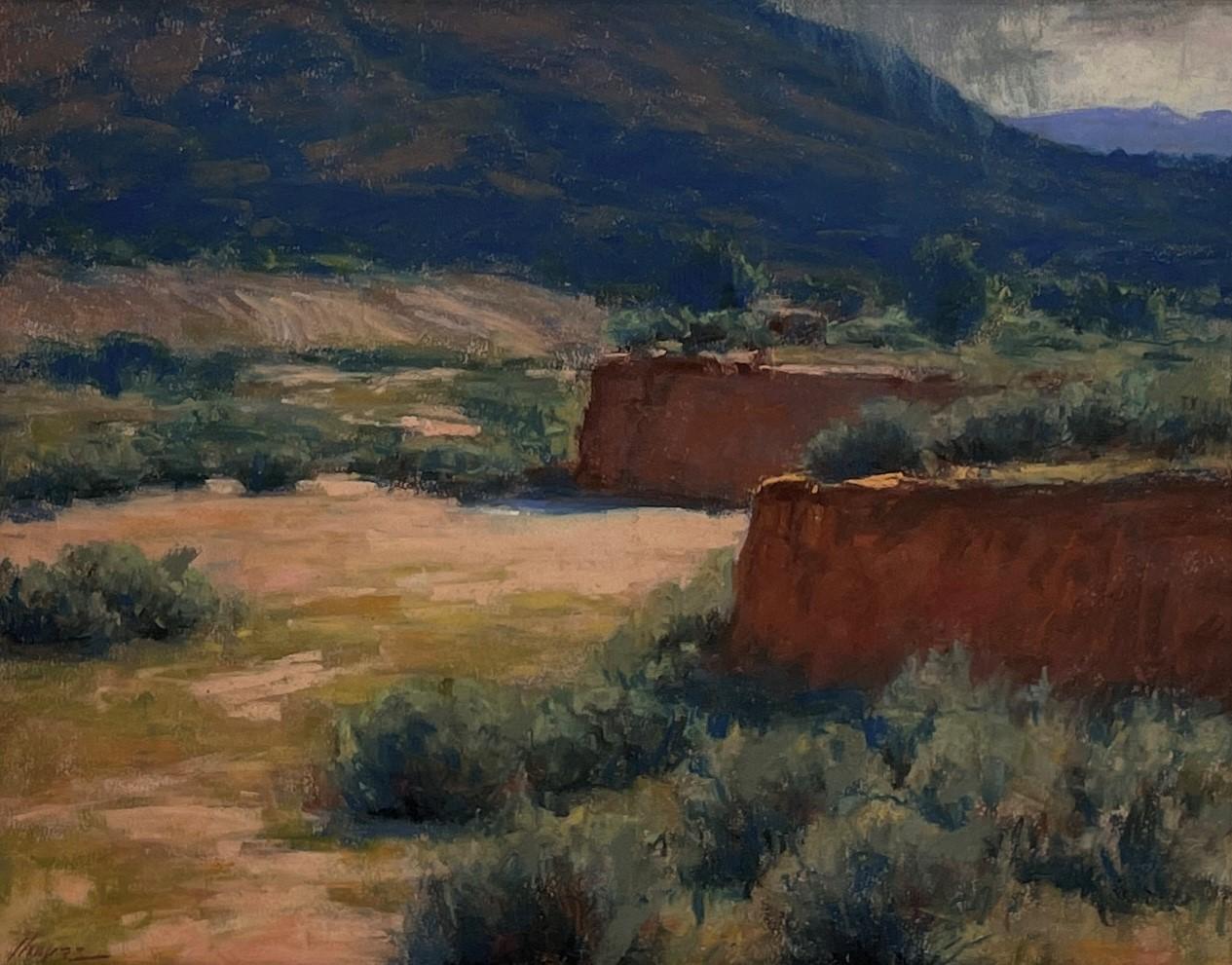 Lorenzo Chavez Landscape Painting – „Die Reise“, Original Landschaft des Südwestens, pastellfarbenes Gemälde