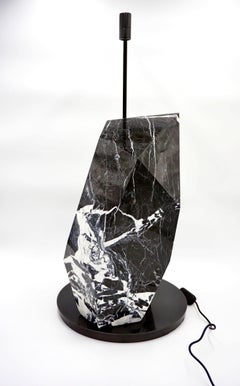 Lorenzo Ciompi "Black Polyhedrum" Marble and Bronze Sculptural Table Lamp, 2023