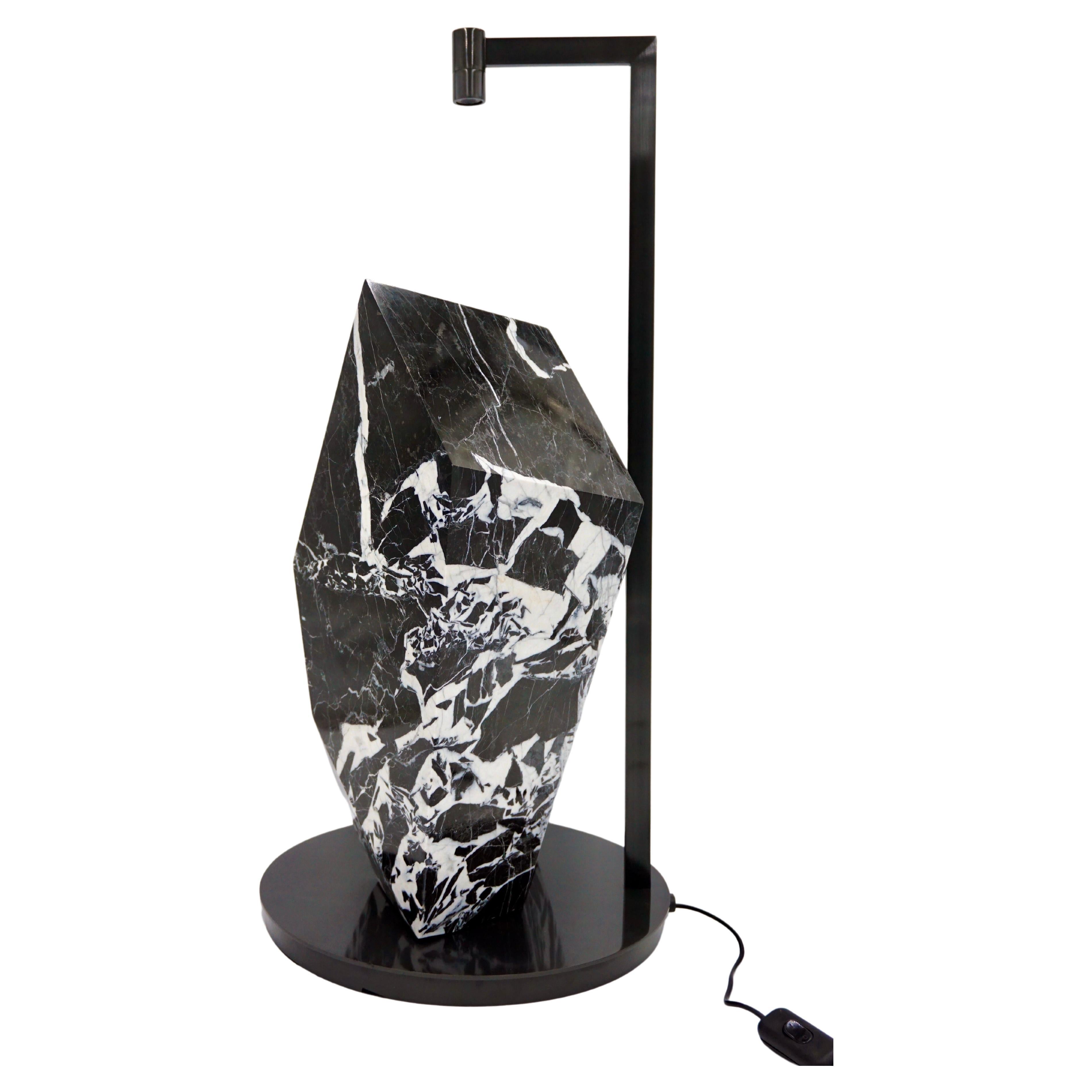 Lorenzo Ciompi "Black Polyhedrum" Marble and Bronze Sculptural Table Lamp, 2023 For Sale