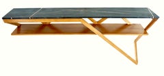 Lorenzo Ciompi "Dafne" Console a parete in marmo Noir Doree, Teak