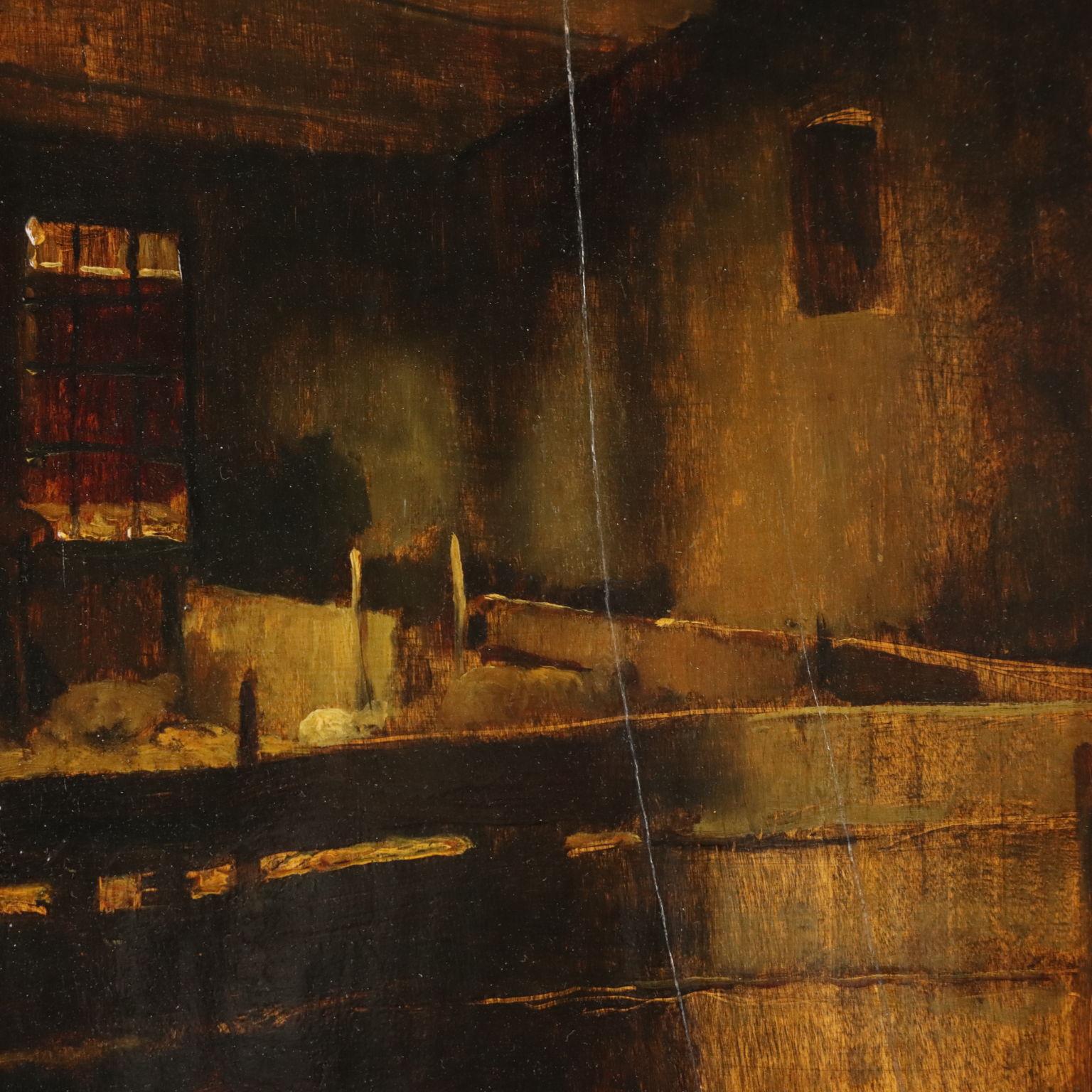 Interior del granero, 1889 - Painting Otro estilo de arte de Lorenzo Delleani