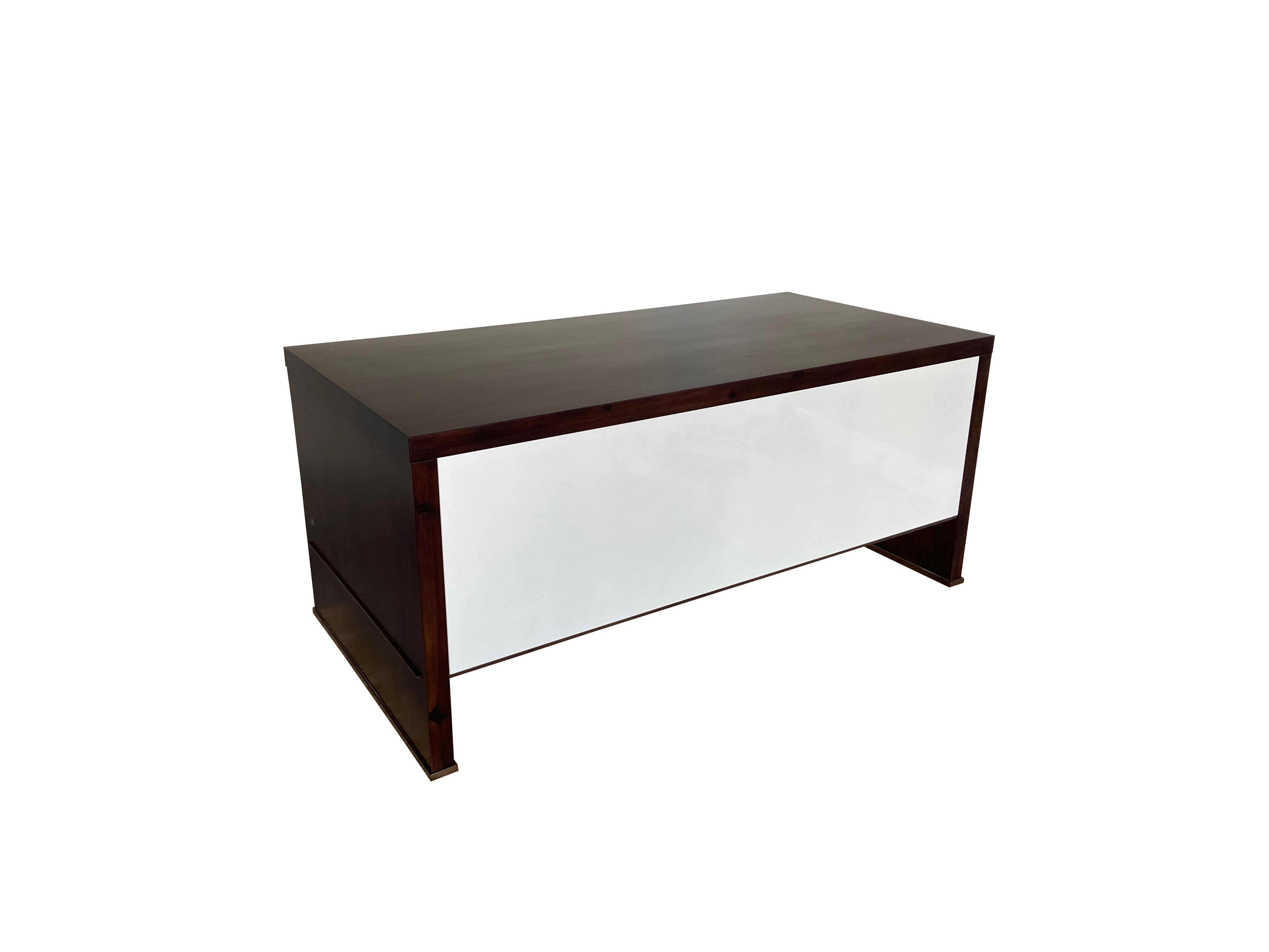 Lorenzo Desk in Argentine Rosewood, Bronze and White Lacquer from Costantini For Sale 2