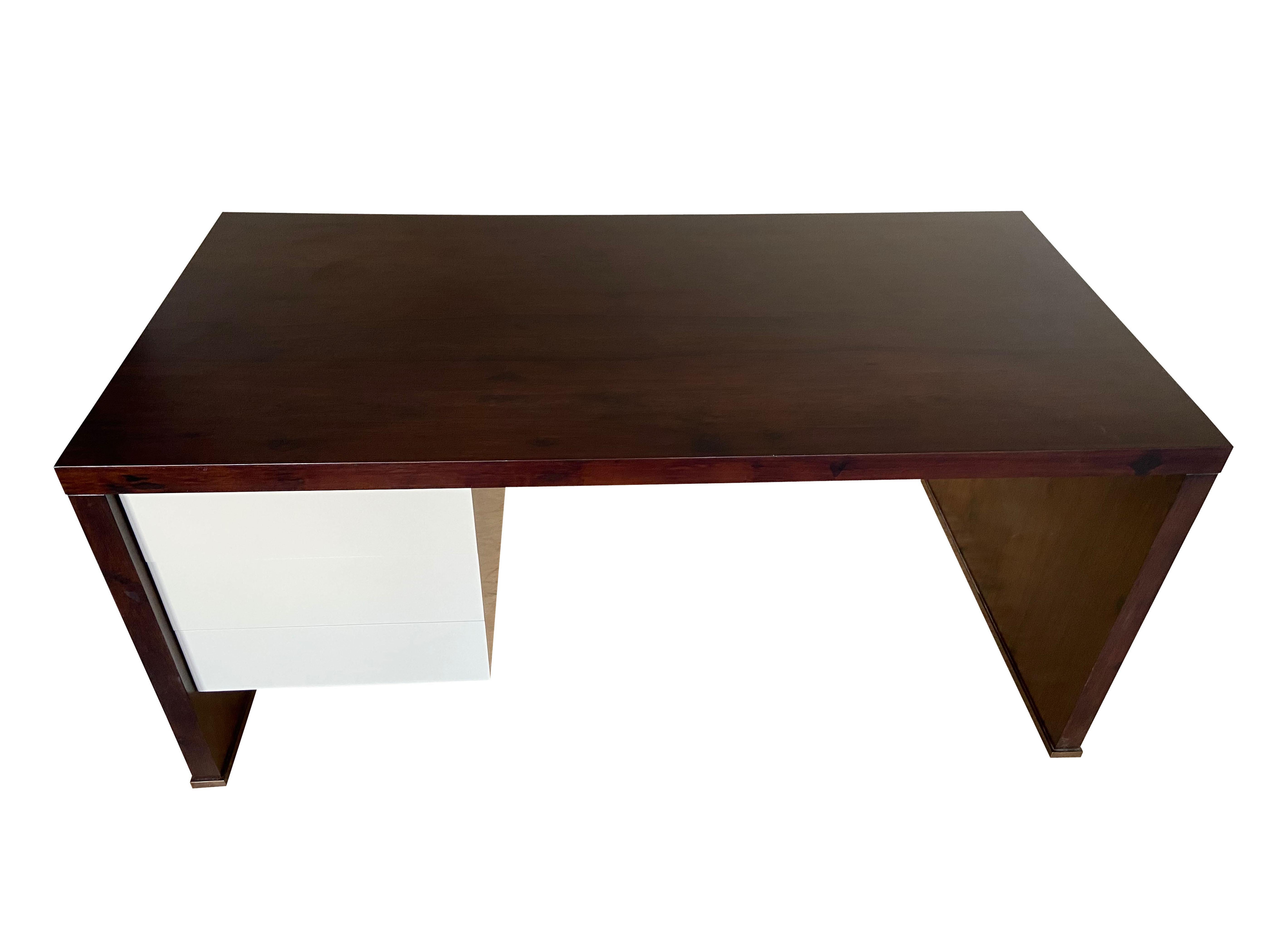 Lorenzo Desk in Argentine Rosewood, Bronze and White Lacquer from Costantini For Sale 6