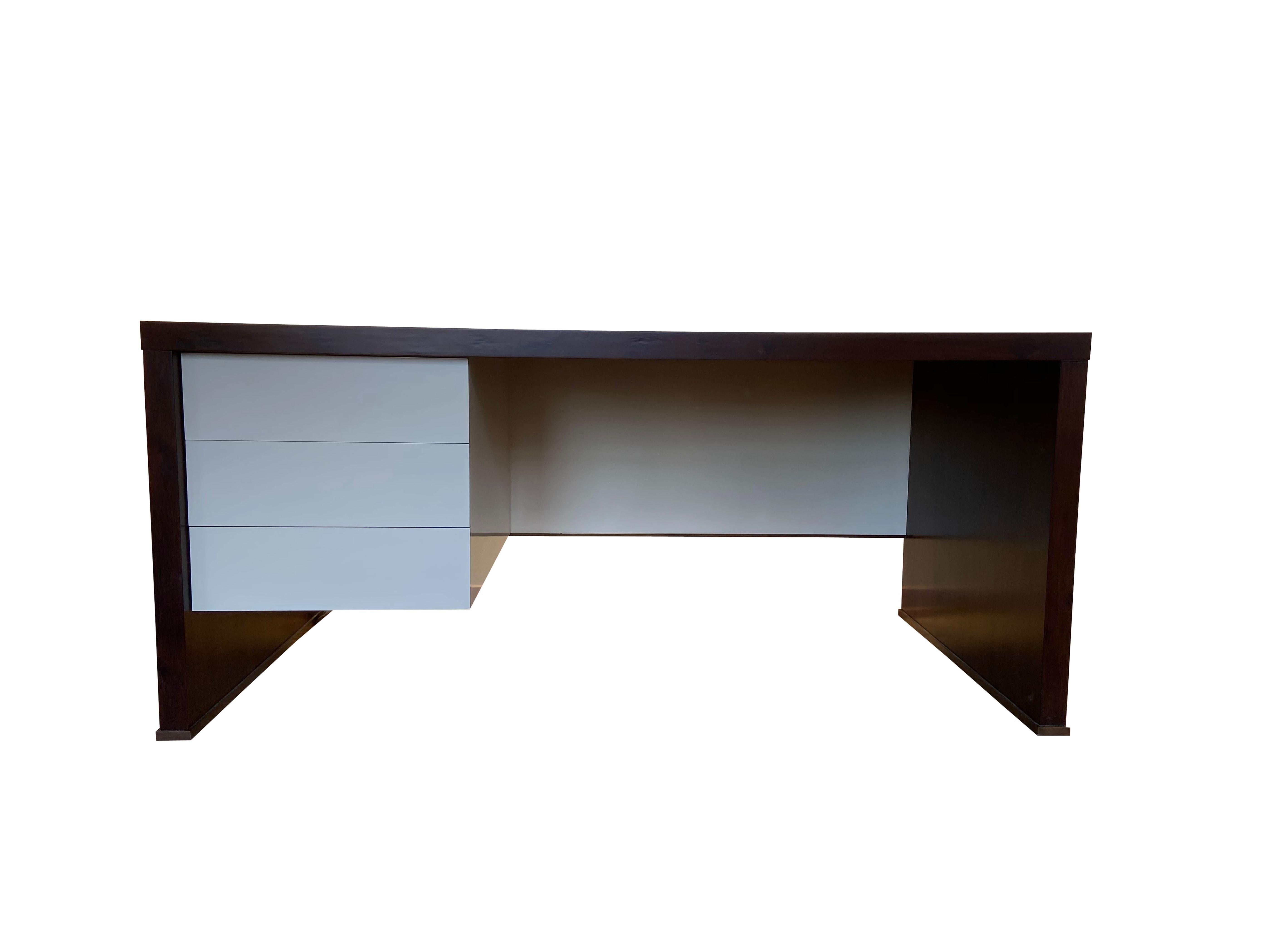 Modern Lorenzo Desk in Argentine Rosewood, Bronze and White Lacquer from Costantini