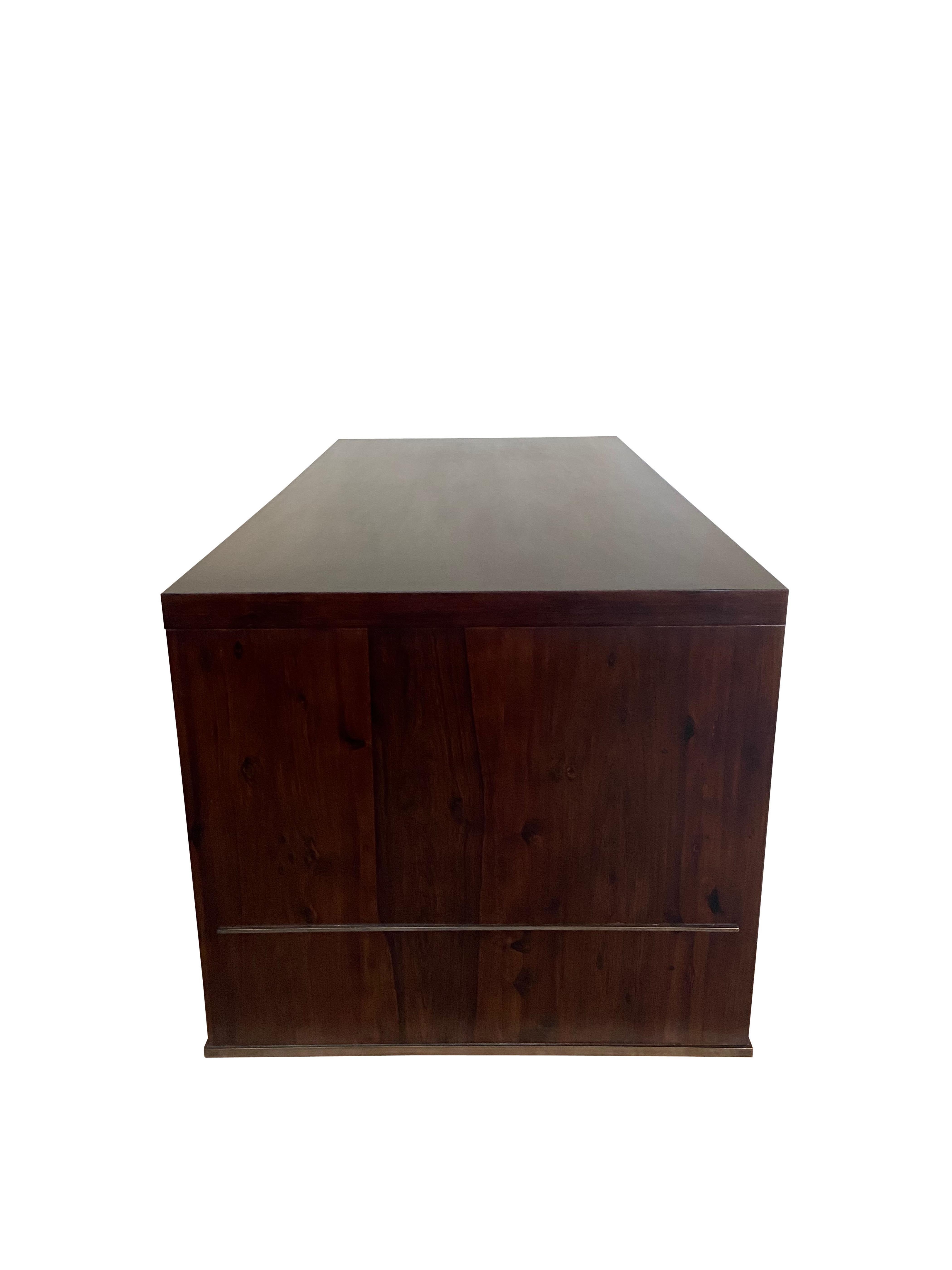 Lorenzo Desk in Argentine Rosewood, Bronze and White Lacquer from Costantini In New Condition For Sale In New York, NY
