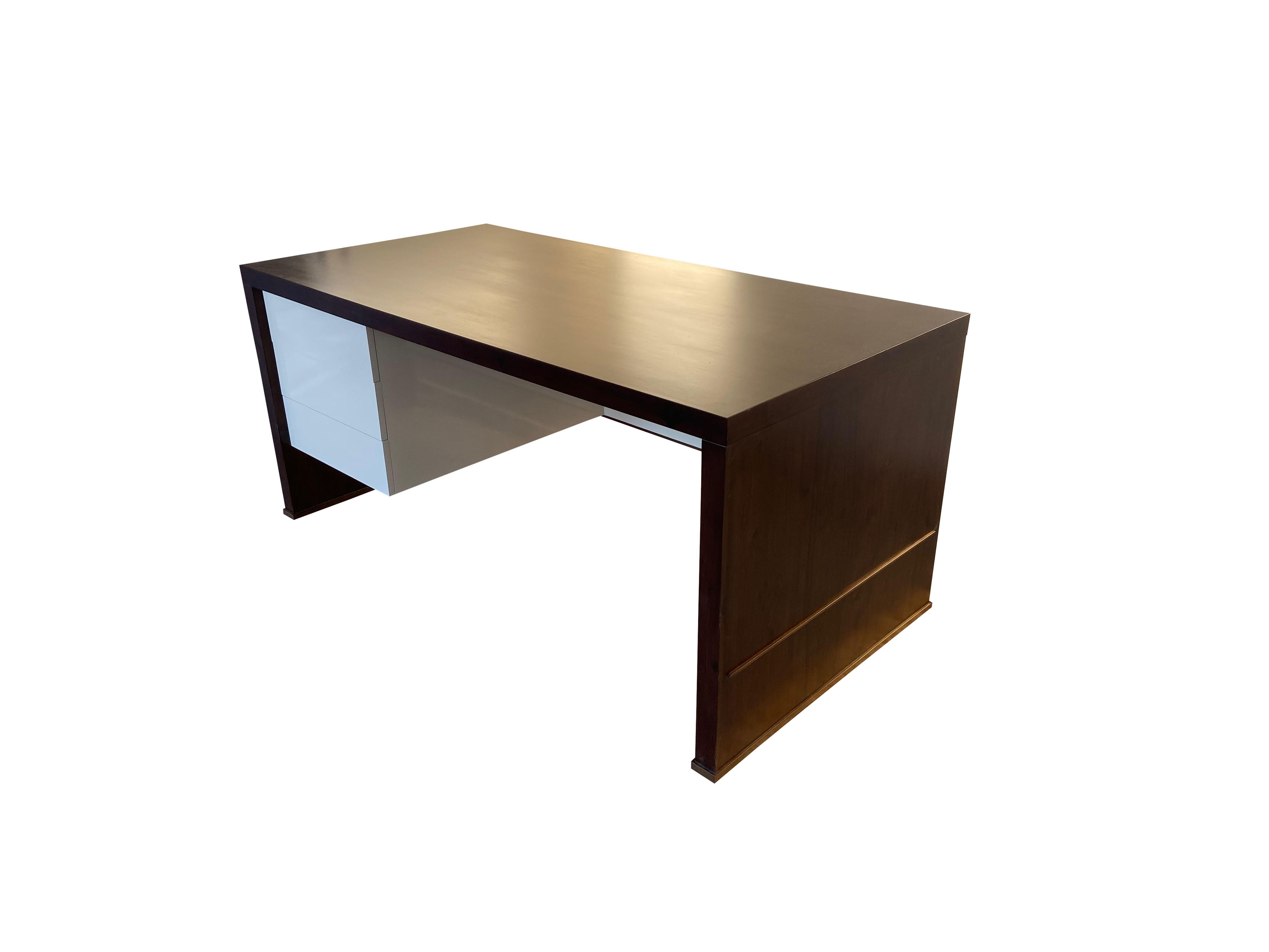 Contemporary Lorenzo Desk in Argentine Rosewood, Bronze and White Lacquer from Costantini For Sale