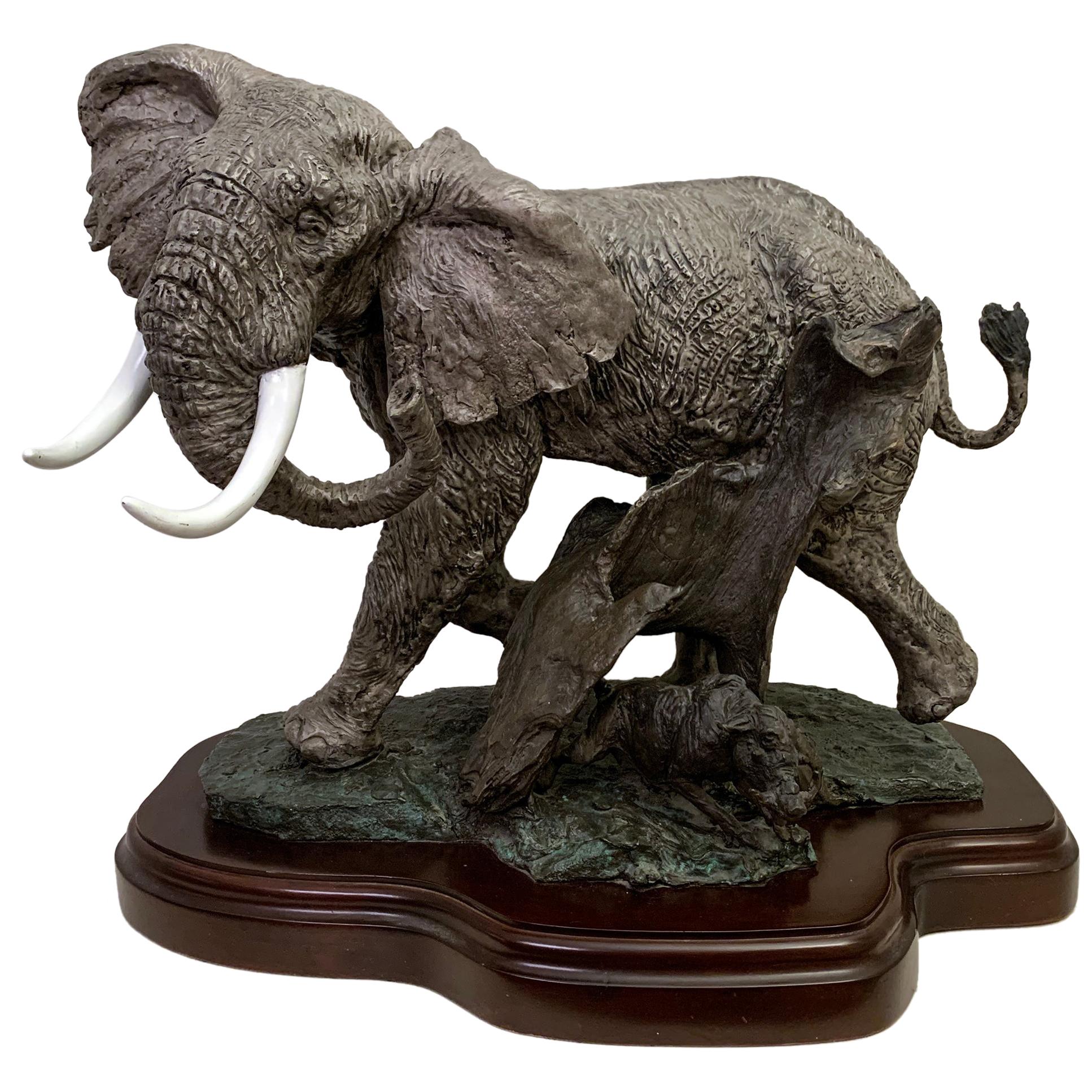 Lorenzo E. Ghiglieri Bronze Elephant with Warthog