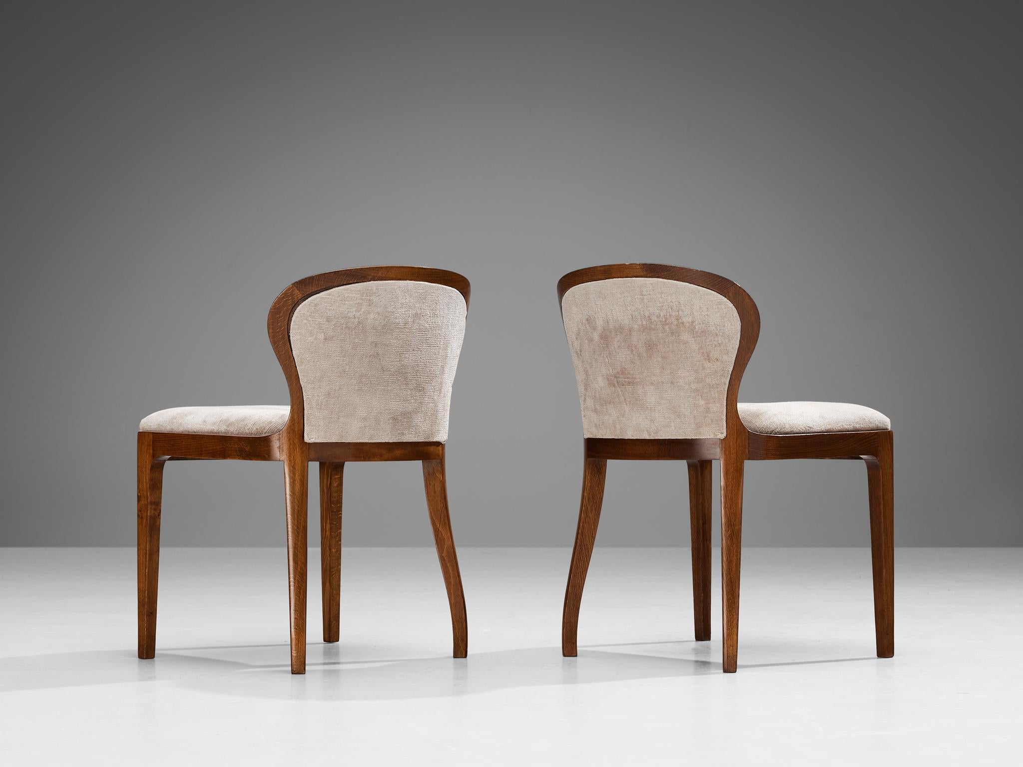 Italian Lorenzo F. Davanzati Set of Four 'Stradivarius' Dining Chairs in Velvet
