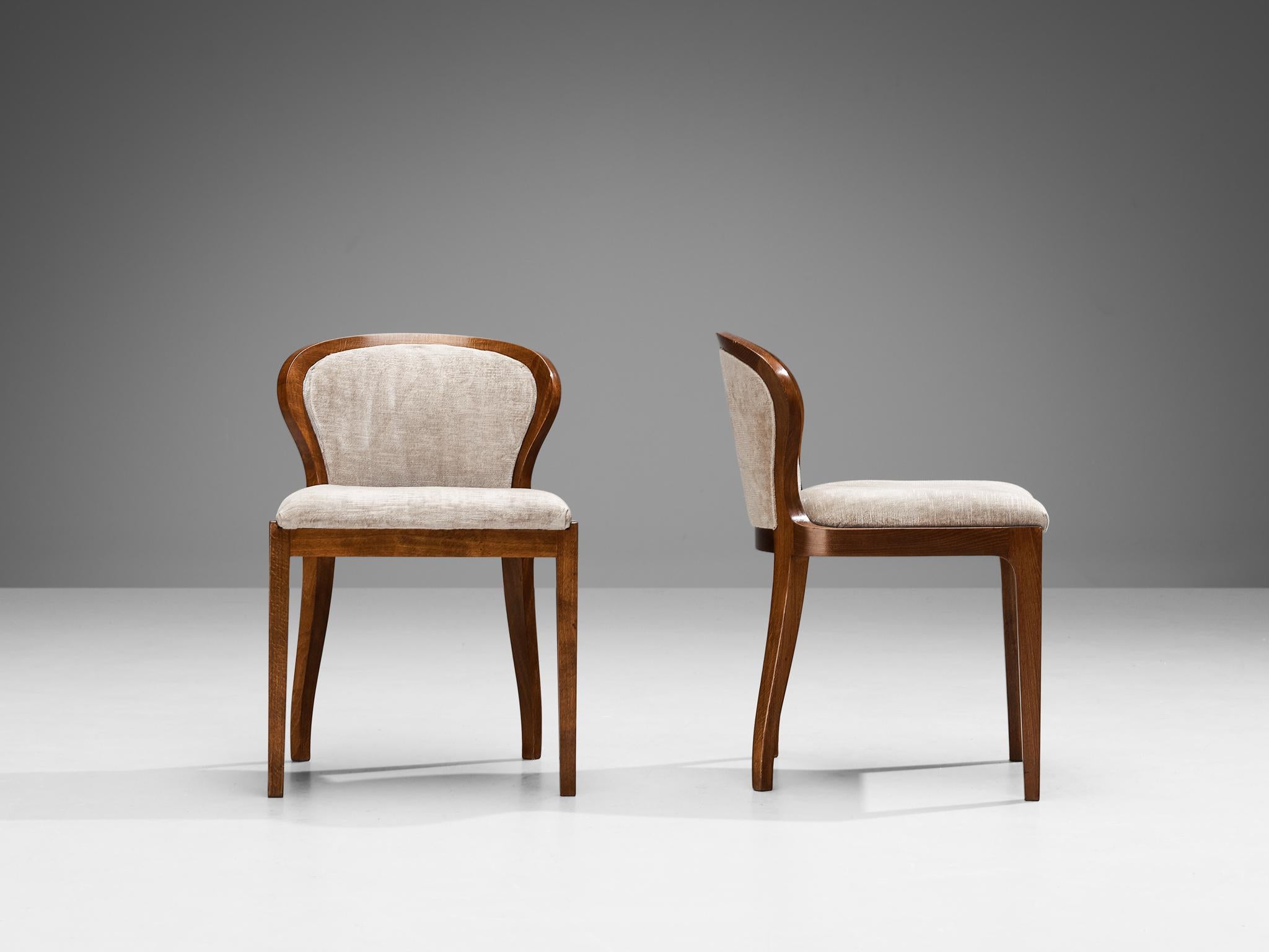 Mid-20th Century Lorenzo F. Davanzati Set of Four 'Stradivarius' Dining Chairs in Velvet
